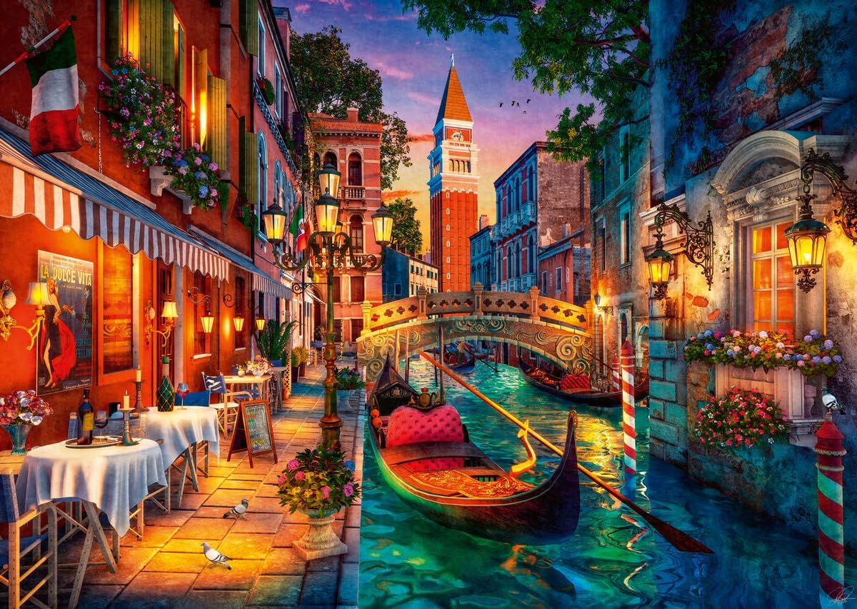 Detalle de Ravensburger Puzzle Adulte 1000 pièces – Croisière sur les canaux à Venise