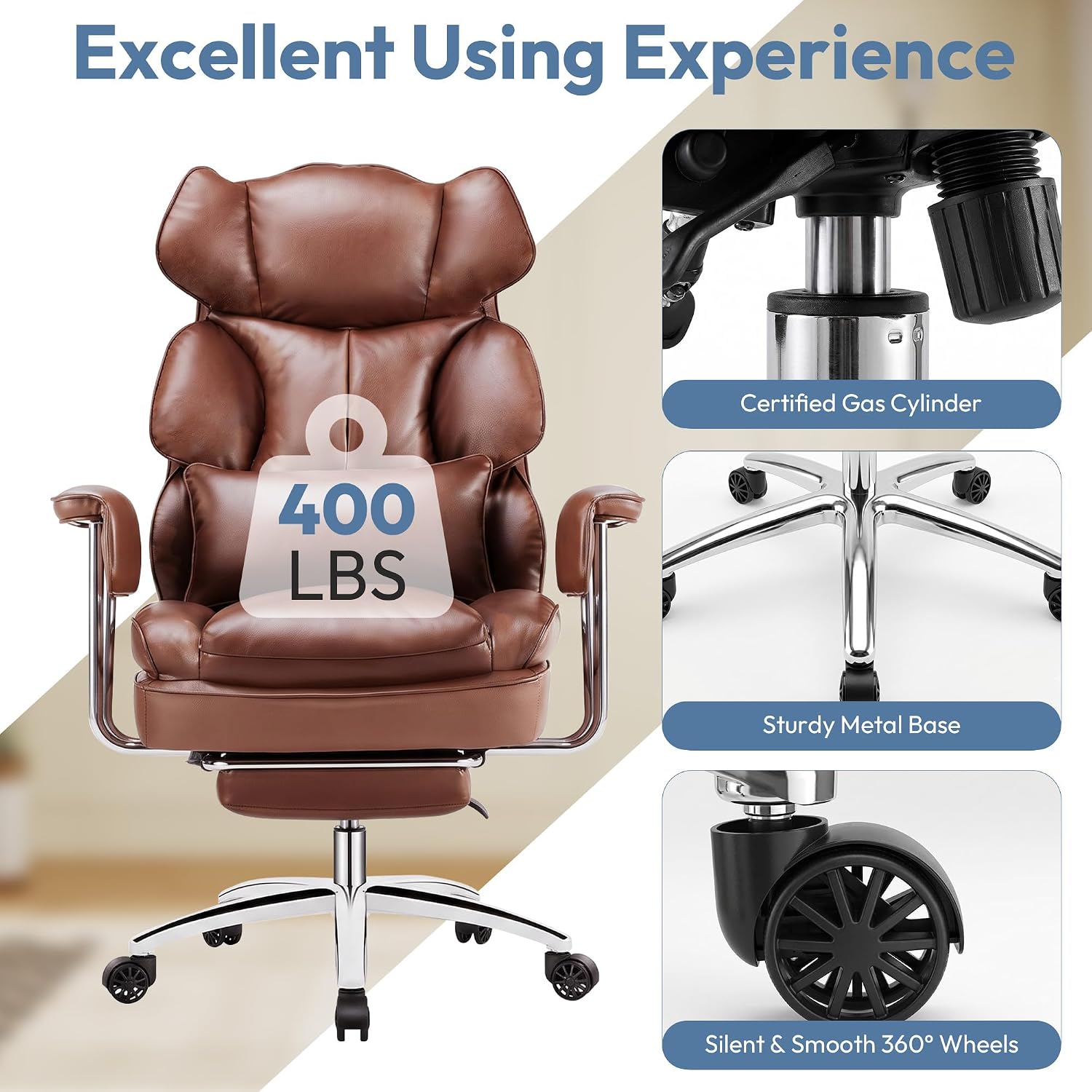 Thumbnail 6 de Big and Tall Office Chair in PU Leather
