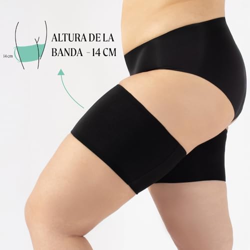 Thumbnail 1 de CALZITALY Bandas Antirozaduras Lisas – Previenen rozaduras en muslos, talla F (78-81 cm) – Negro/Natural