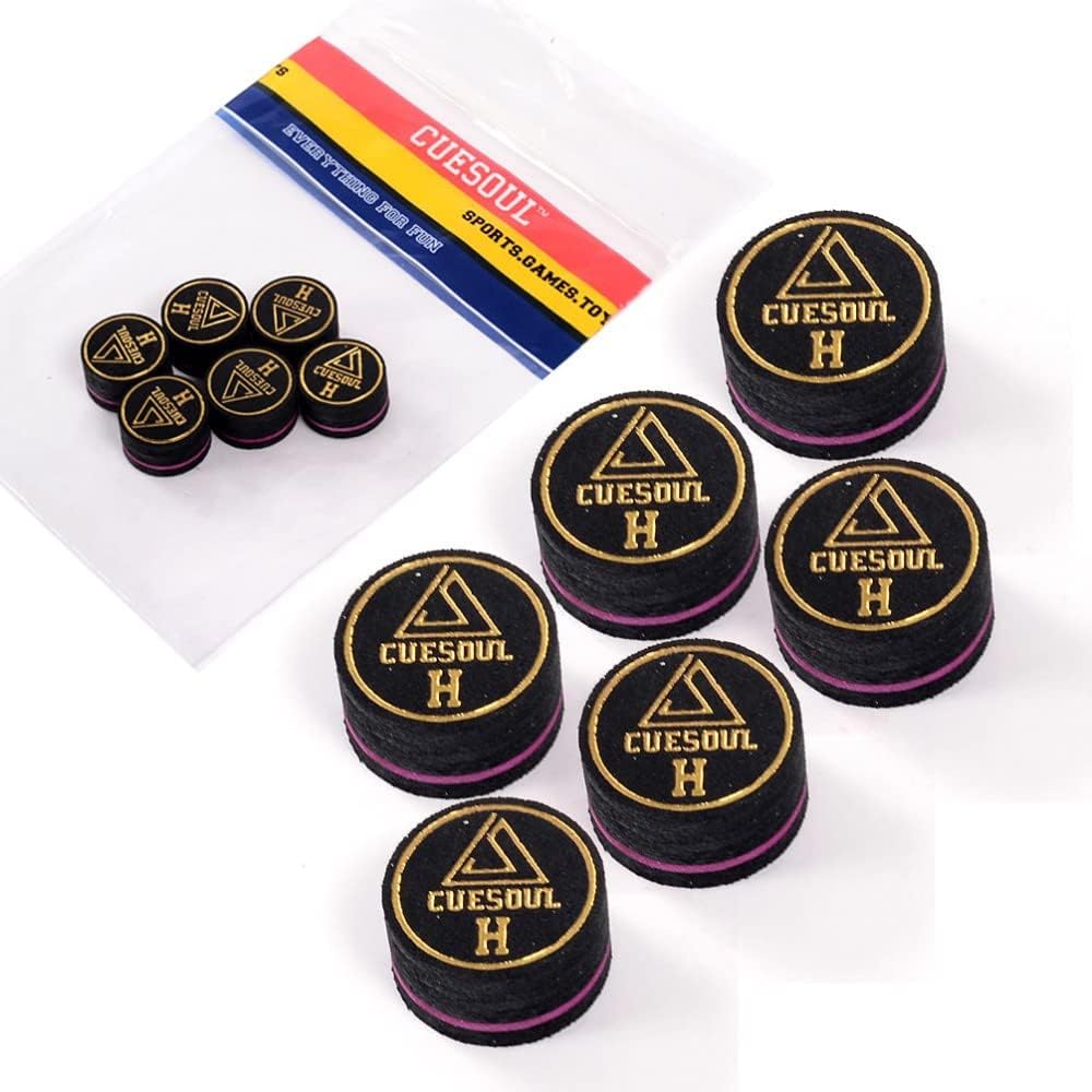 Detalle de CUESOUL set da 6 punte in pelle di maiale (9 strati) da 14 mm per stecca da biliardo