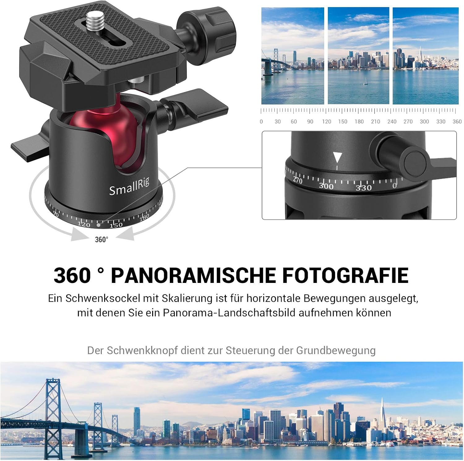 Detalle de SMALLRIG Kamerastativ BUT2664 – leichtes Mini-Reisestativ aus Aluminium mit 1/4-Schraubbefestigung