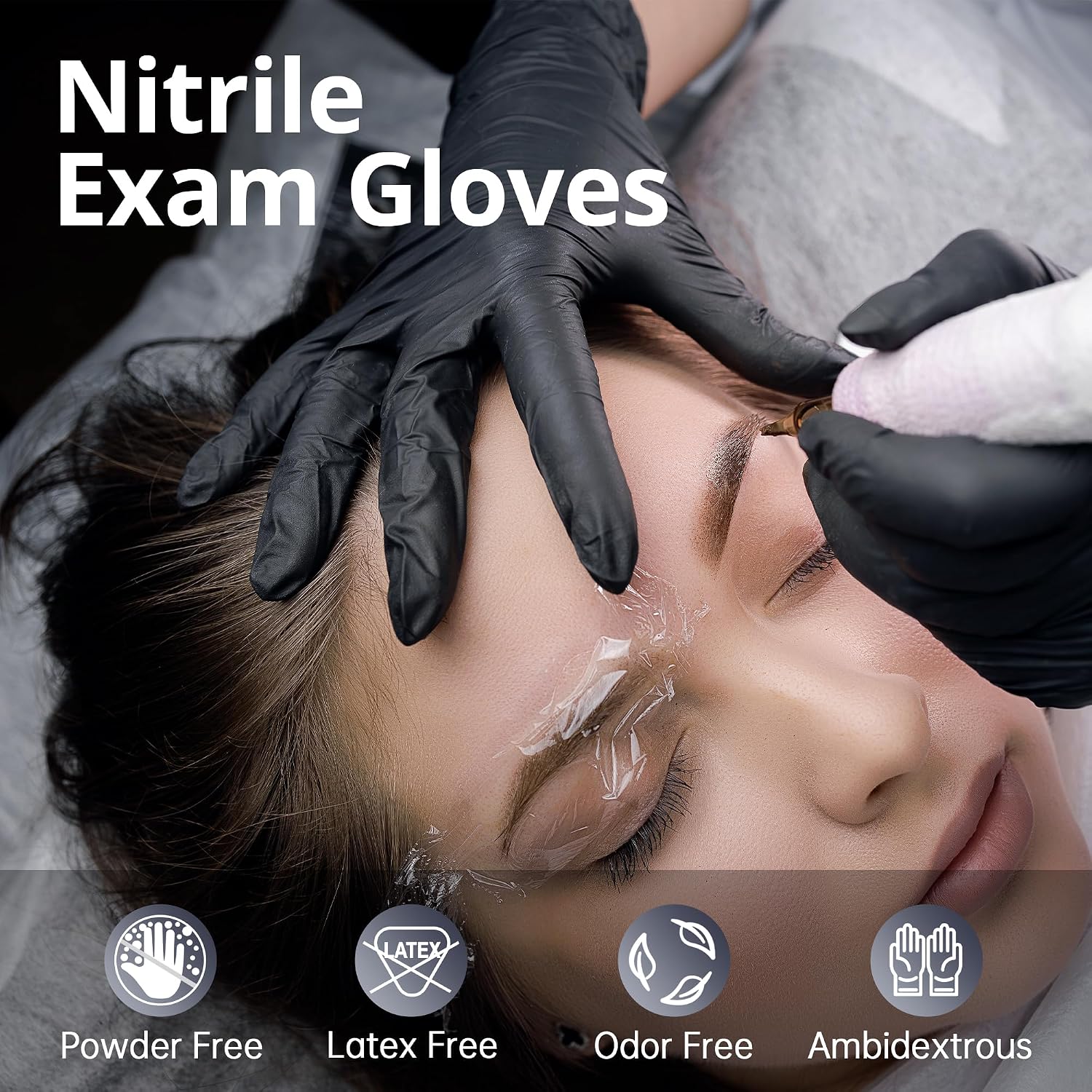 Thumbnail 2 de SwiftGrip Disposable Nitrile Exam Gloves, Black, Latex-Free, Textured Fingers