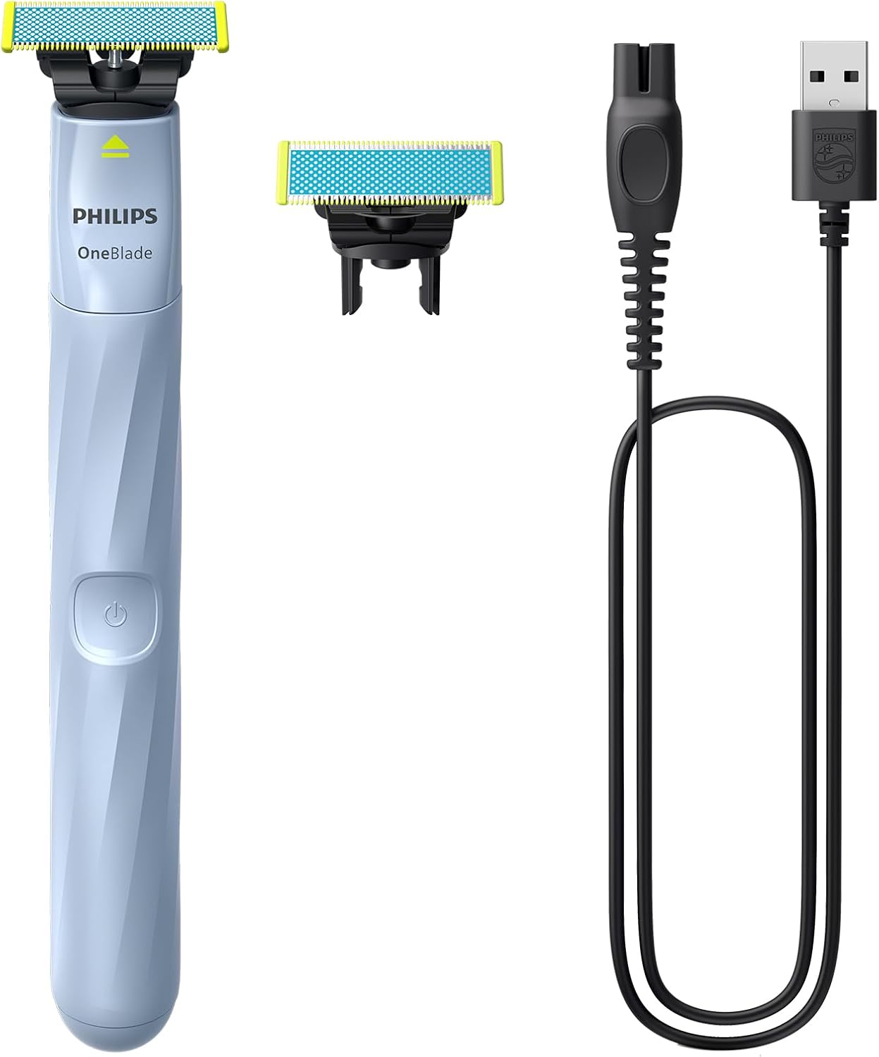 Detalle de Philips OneBlade First Shave QP1324/30 : système hybride de rasage pour adolescents, étanche