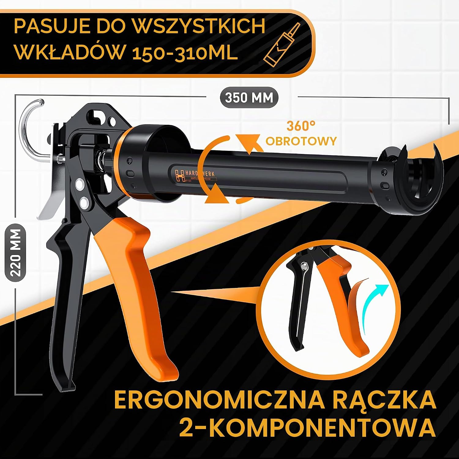 Detalle 2 de HARDTWERK wyciskacz do kartuszy 18:1 z obcinaczem, aluminiowy