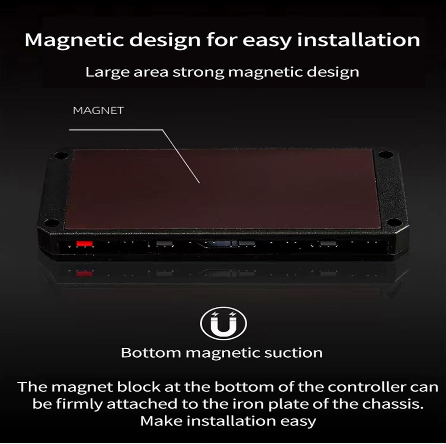 Thumbnail 3 de TZMRIT 2-in-1 ARGB PWM Fan Hub mit Controller – Magnetische Basis, 9× 4-Pin PWM & 9× 5V-ARGB Ports, Weiß