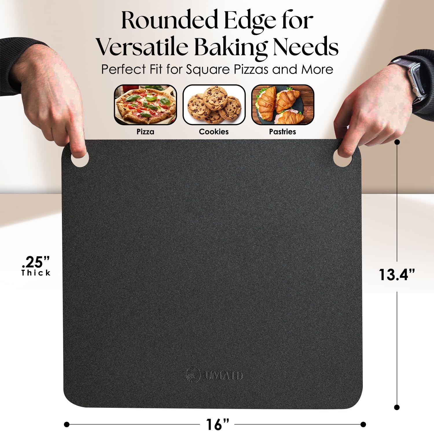 Detalle 2 de UMAID Pizza Steel for Oven & Grill (16"x13.4", 1/4" thick) — pre-seasoned carbon steel baking steel