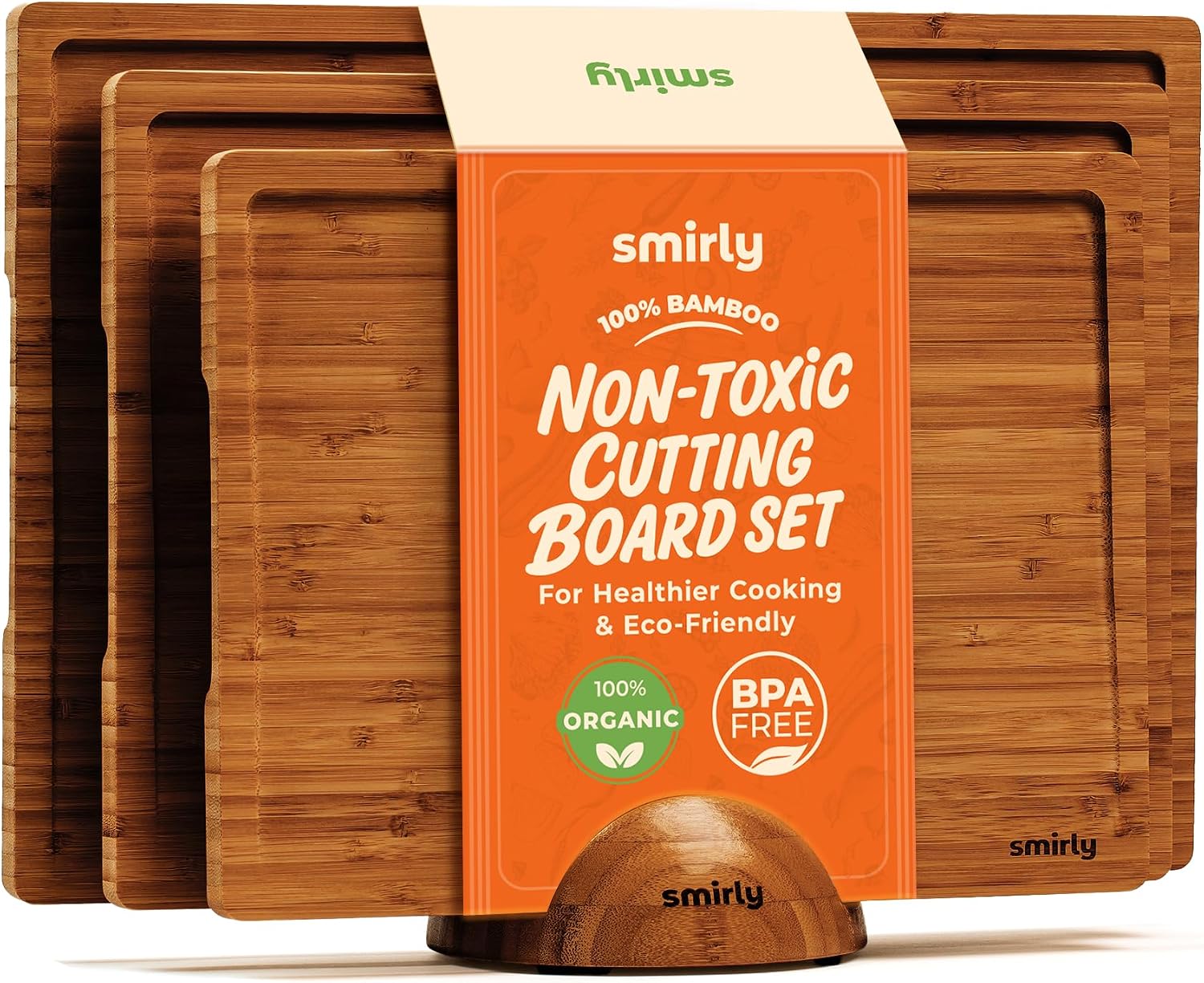 Detalle de SMIRLY Wood Cutting Board Set 3pc 🍽