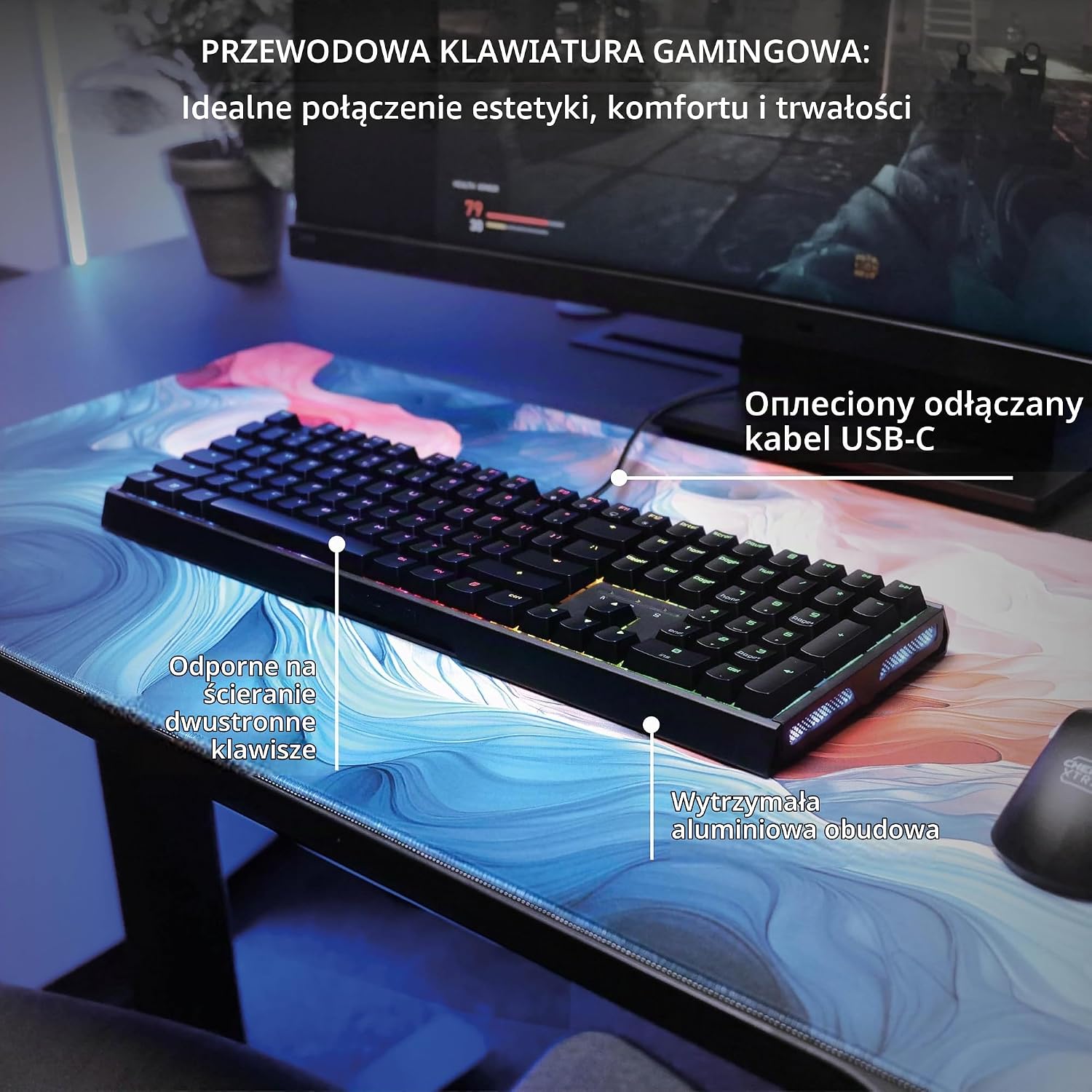 Detalle 2 de CHERRY XTRFY MX 3.1 – mechaniczna klawiatura gamingowa UK, RGB, MX2A Brown