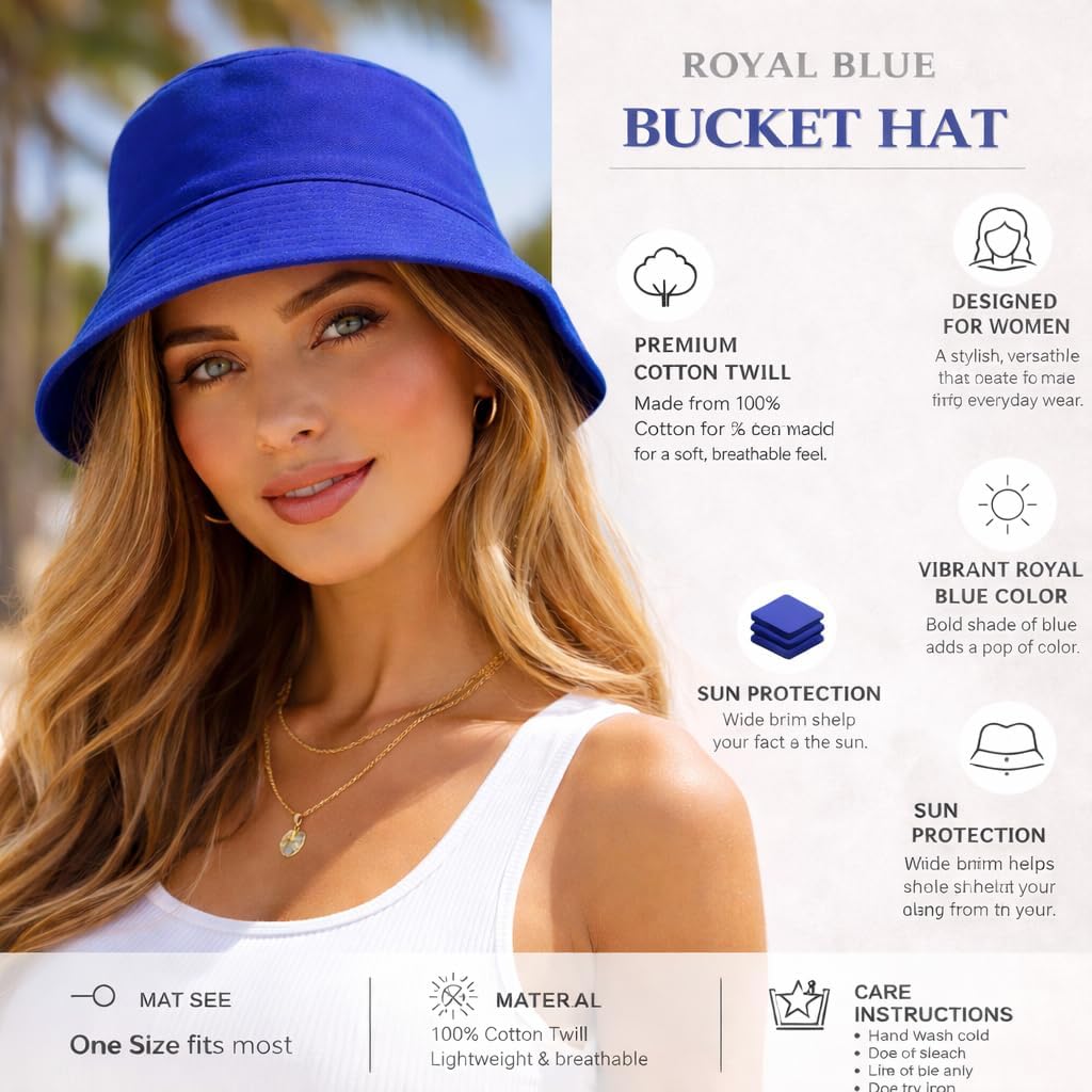 Thumbnail 5 de COSHAL® Mens Classic Cotton Bucket Hat Unisex – Reversible Sun Hat 56-58 cm