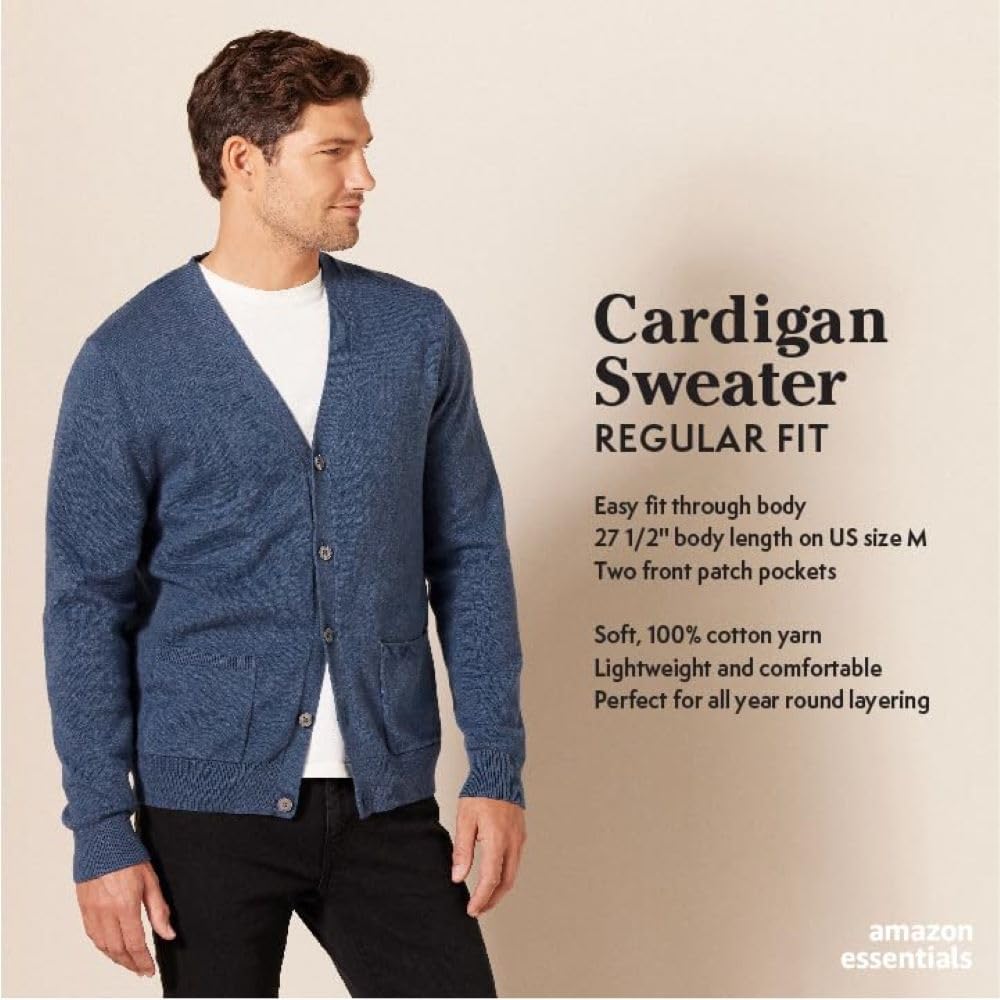 Thumbnail 1 de Amazon Essentials Cardigan in cotone da uomo con scollo a V e chiusura a bottoni