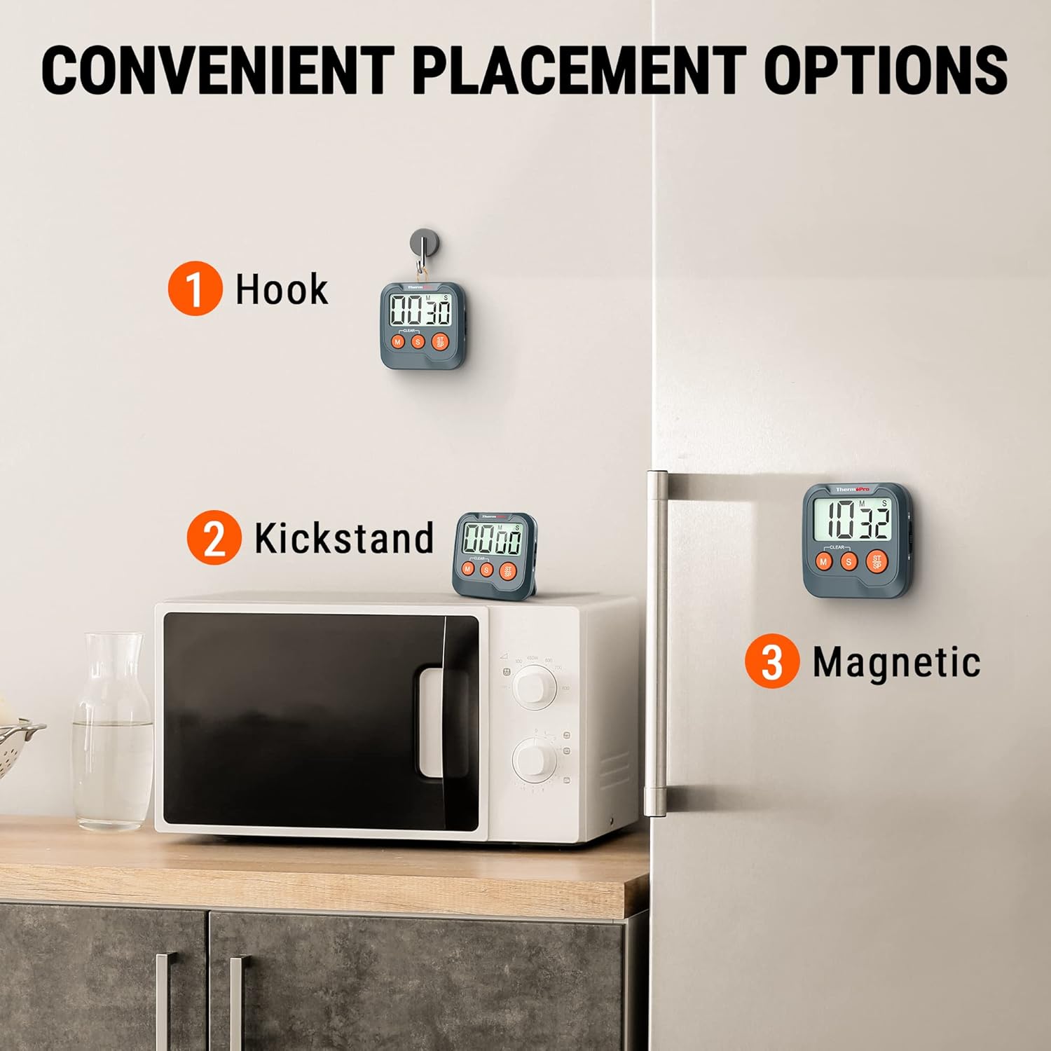 Thumbnail 6 de ThermoPro TM03W Küchentimer mit großem LCD, einstellbarer Alarmlautstärke und bis zu 99:59 Countdown