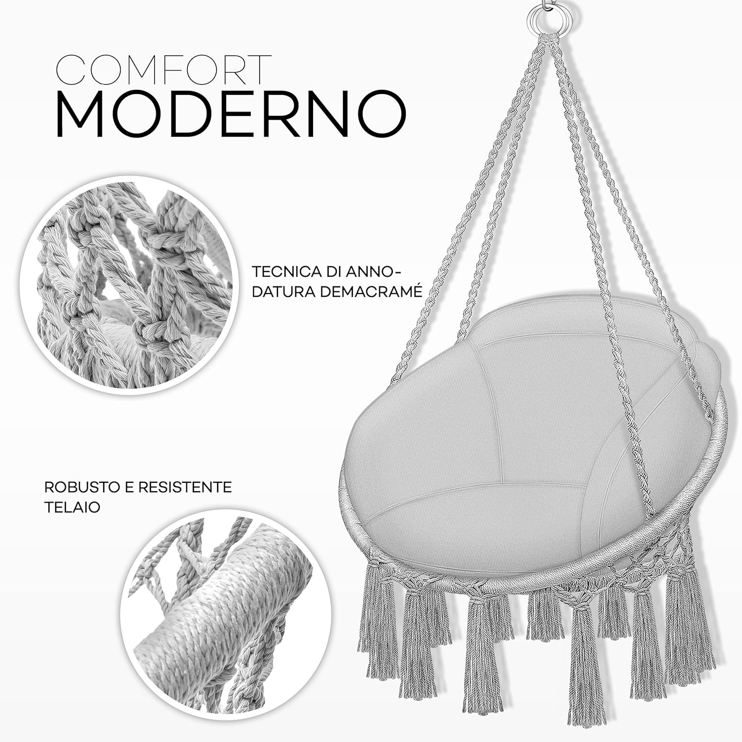 Thumbnail 1 de Tillvex Poltrona Sospesa con Grande Cuscino – Seduta oscillante resistente alle intemperie