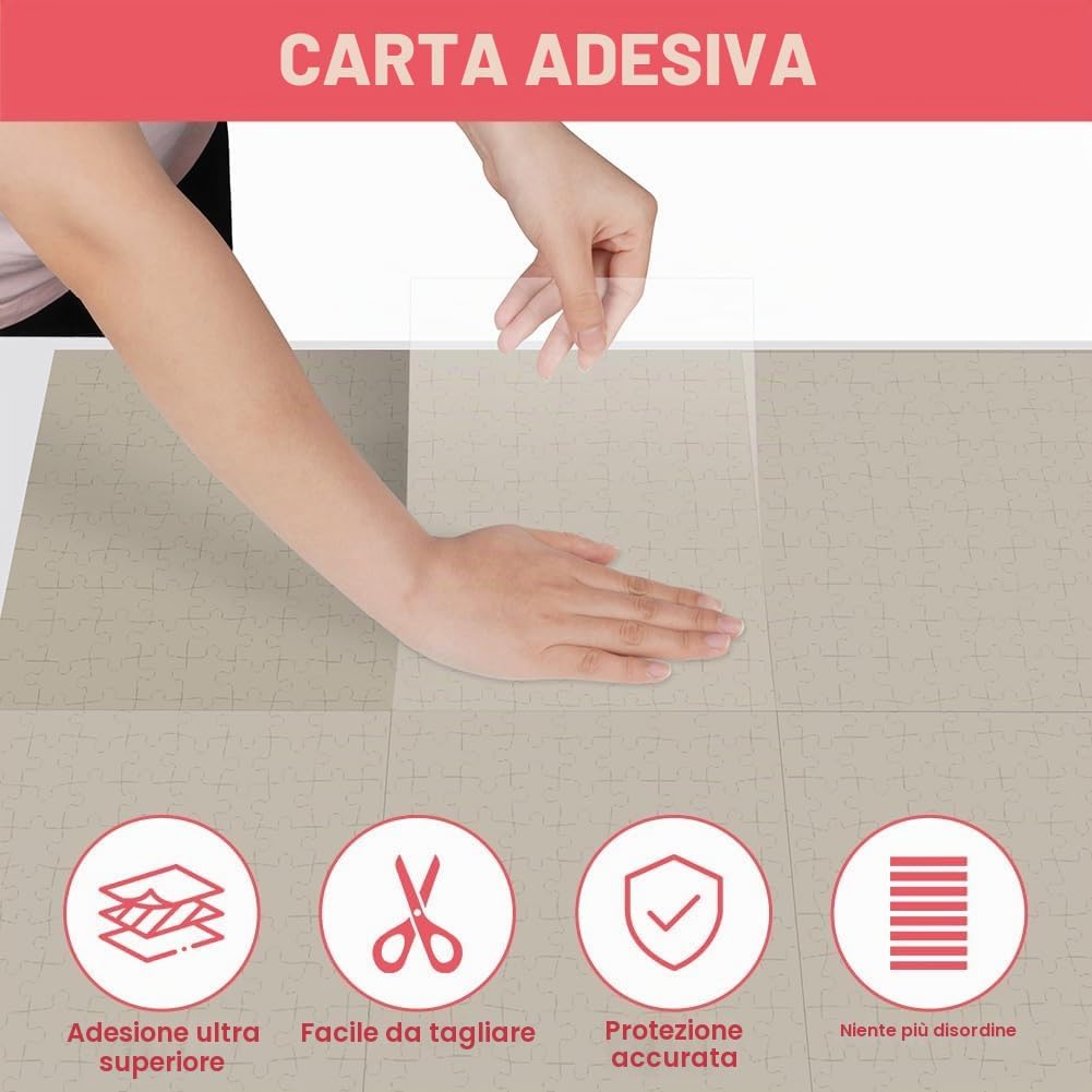 Detalle de Ainiv 16 Fogli Colla per Puzzle Bifacciale – Adesivo trasparente per fissare e proteggere puzzle (19 × 26 cm)