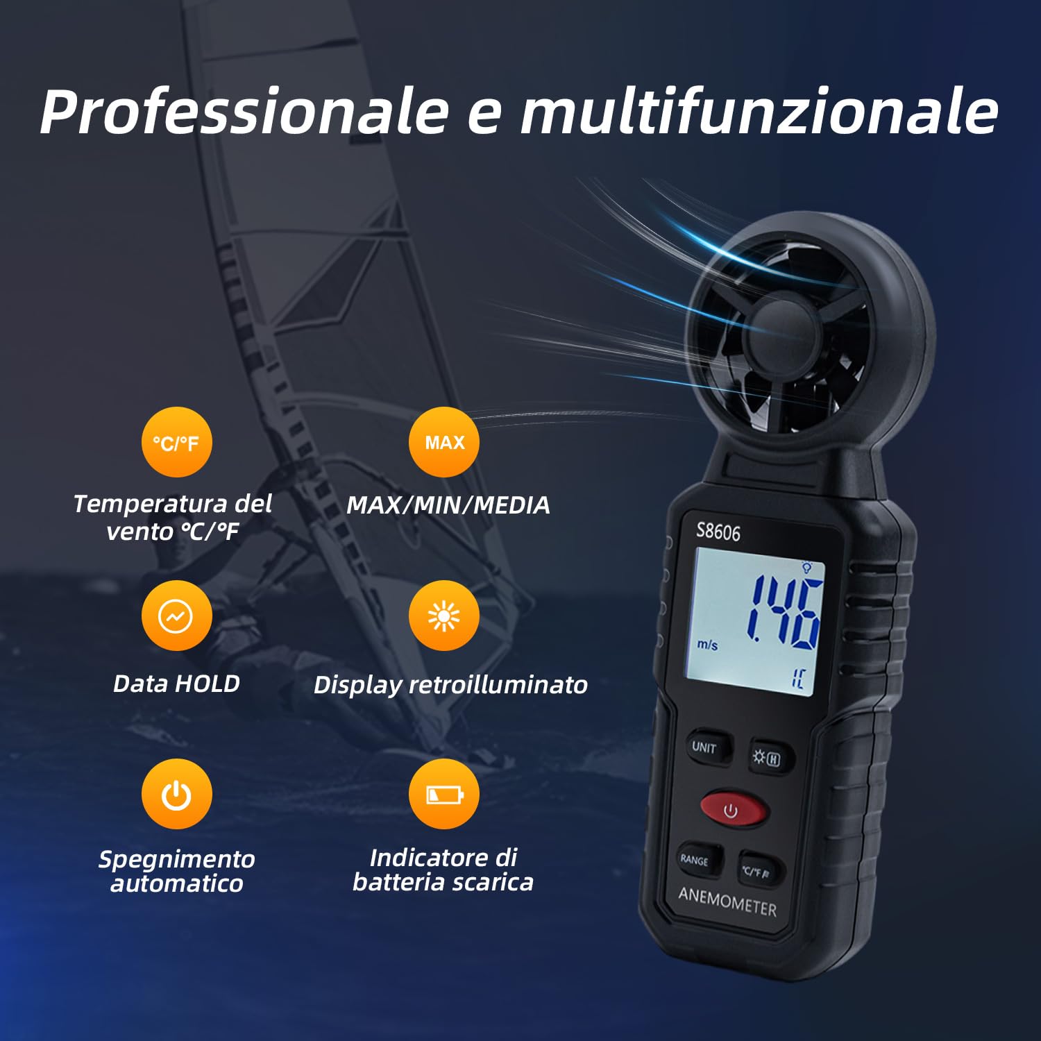 Detalle 2 de Mcbazel S8606 Anemometro 3 in 1 📐