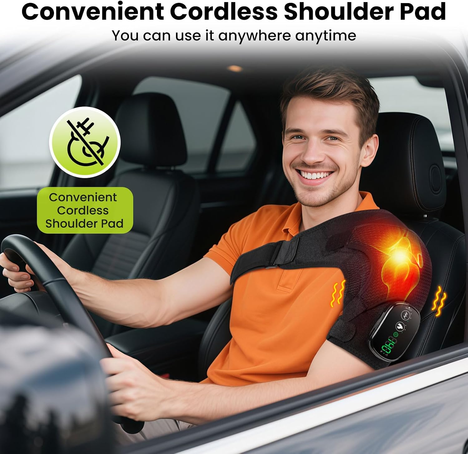 Detalle de Cordless Heated Shoulder Massager Pad with 3-Level Heat, 3 Modes, and 5000mAh Battery