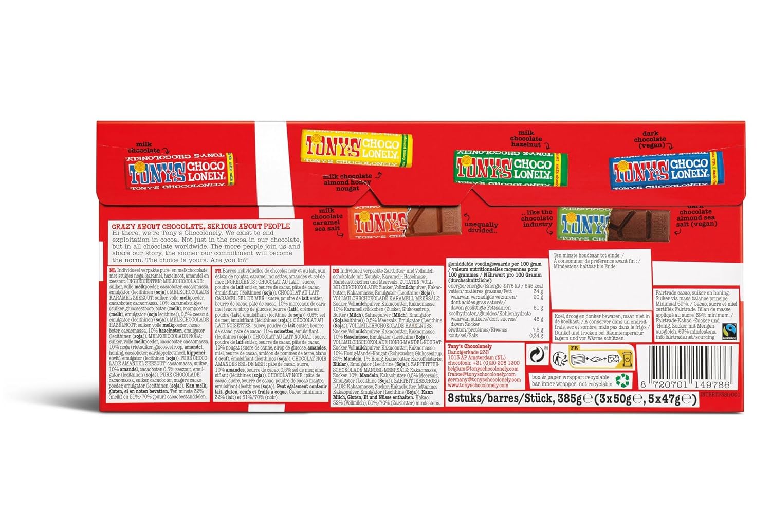 Thumbnail 1 de TONY'S CHOCOLONELY Rainbow Tasting Pack 8er Set – Geschenkverpackung, 385 g