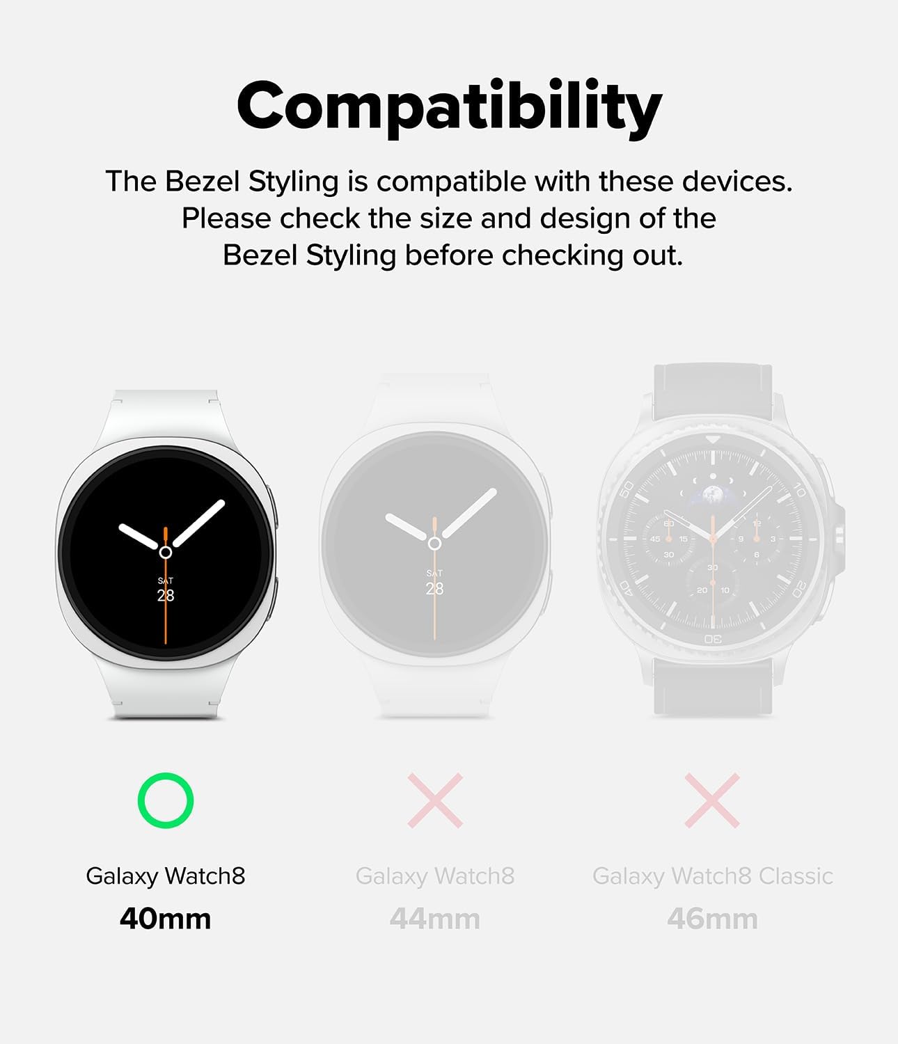 Detalle de Ringke Bezel Styling for Samsung Galaxy Watch 8 40mm – Classic Stainless Steel Bezel Cover