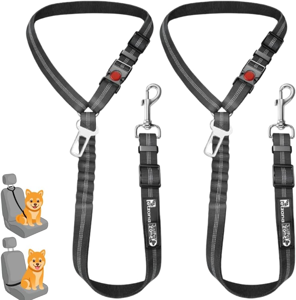 Detalle de Petzana Comfortable Dog Seat Belt Harness (2-in-1 leash & headrest restraint) – Blue