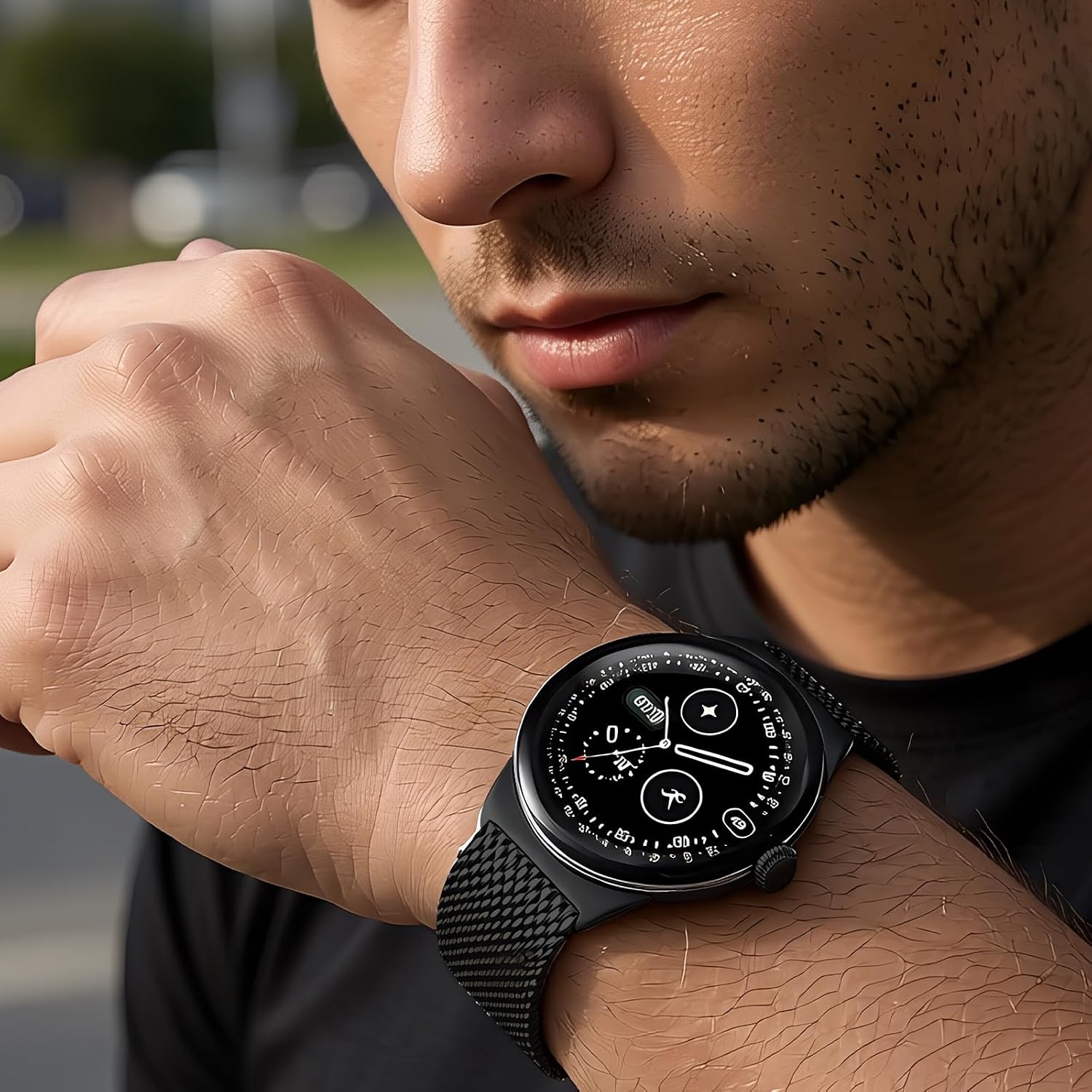 Detalle de HAYONLIY Google Pixel Watch用メタルバンド 41mm対応 ミラネーゼメッシュ・磁気調整