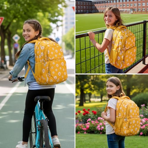 Thumbnail 8 de SIVENKE Mochila Escolar para niñas y adolescentes – Juego con bolsa de almuerzo y estuche en color amarillo