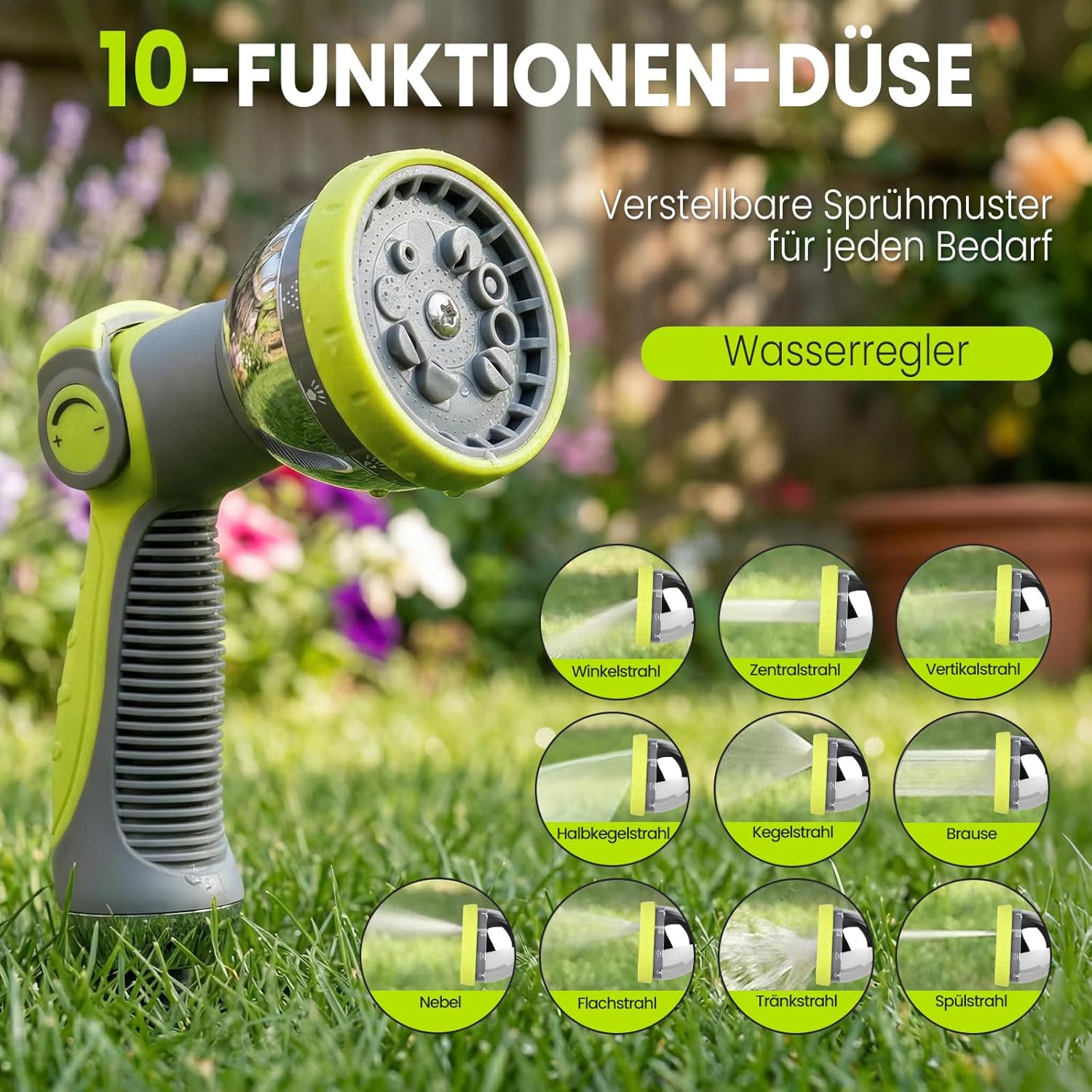 Thumbnail 5 de Bietor Schlauchtrommel Wasser 45m + 2m – Automatische Aufrollung, 180° Wandhalterung und 10-funktionen Sprühdüse