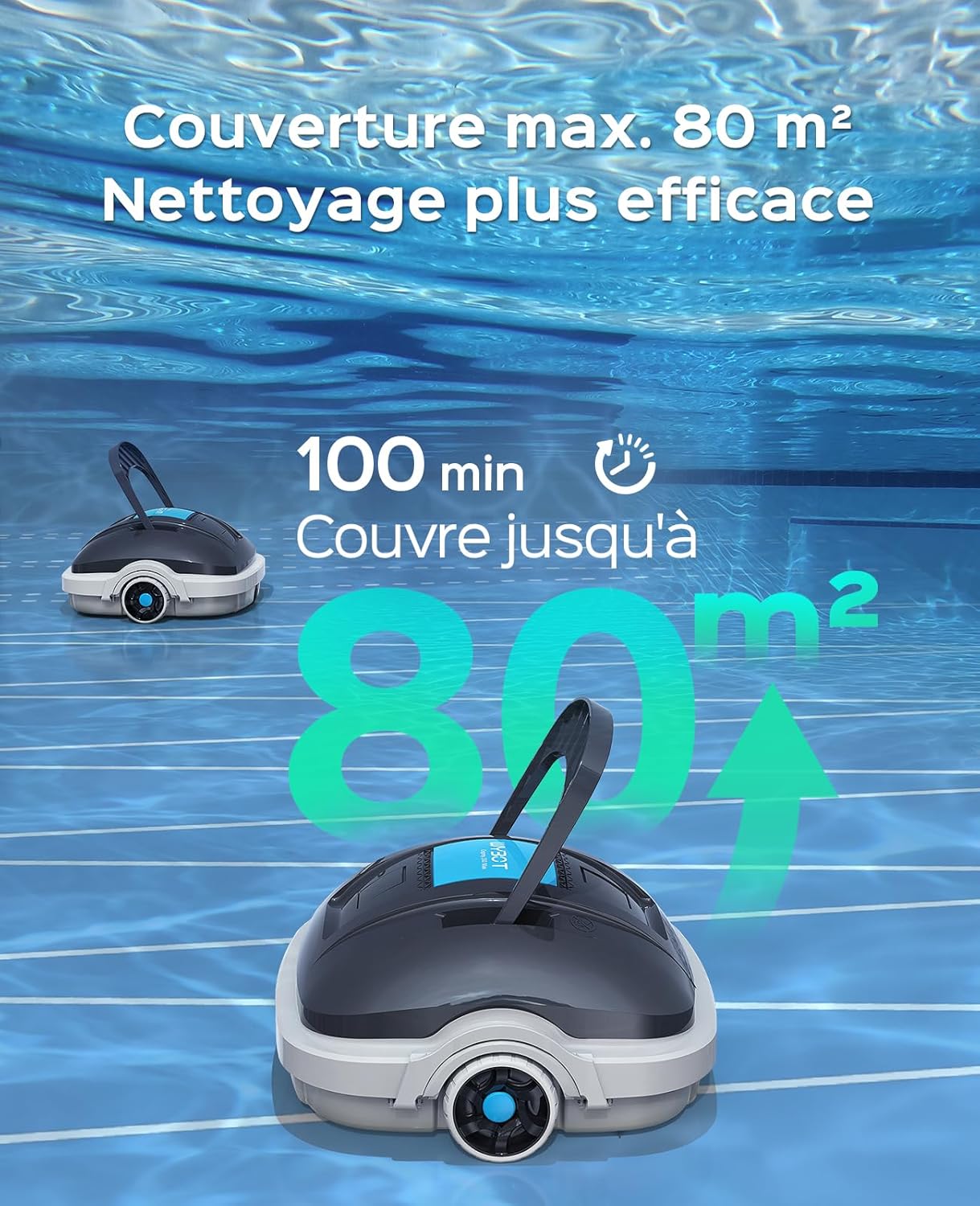 Detalle de WYBOT Osprey 200 Max : Robot piscine sans fil pour bassins jusqu’à 80 m²