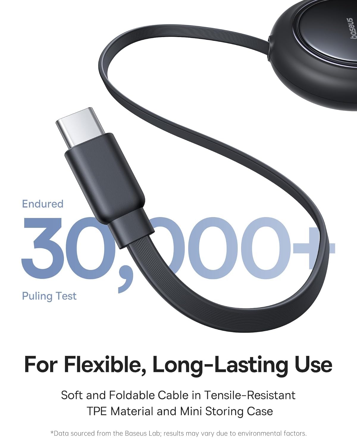 Thumbnail 5 de Baseus Retractable USB-C Cable 4ft (2-in-1) — Multi Fast Charging, PD up to 100W, 5 Length Presets