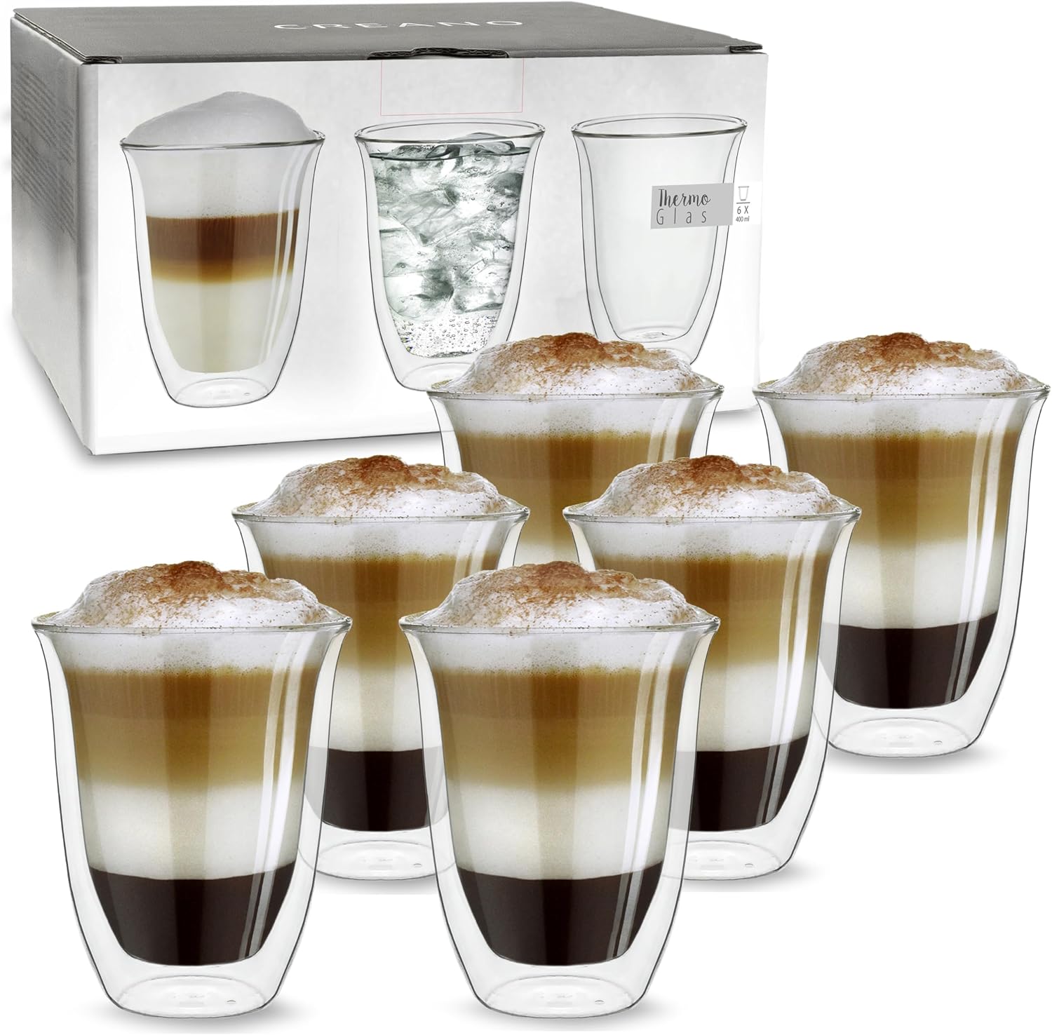 Detalle de Creano 449 dubbelwandige glazen van 400 ml, set van 6