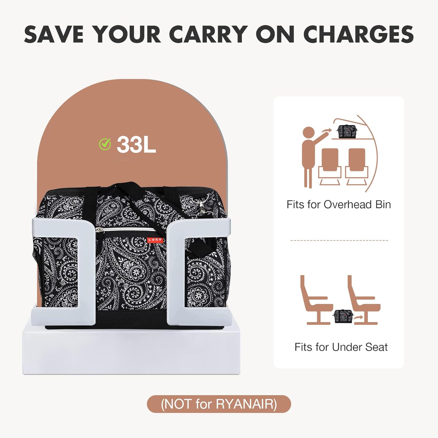 Thumbnail 4 de Lekesky Weekend Overnight Bag 33L with Top Opening and Shoe Compartment