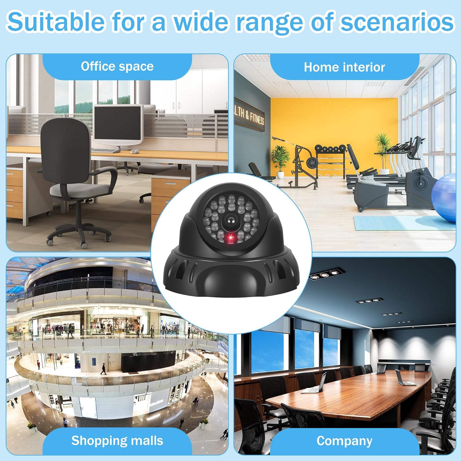 Thumbnail 6 de JIZZU 2Pcs Dummy Cameras: Realistic Fake CCTV for Indoor/Outdoor Use