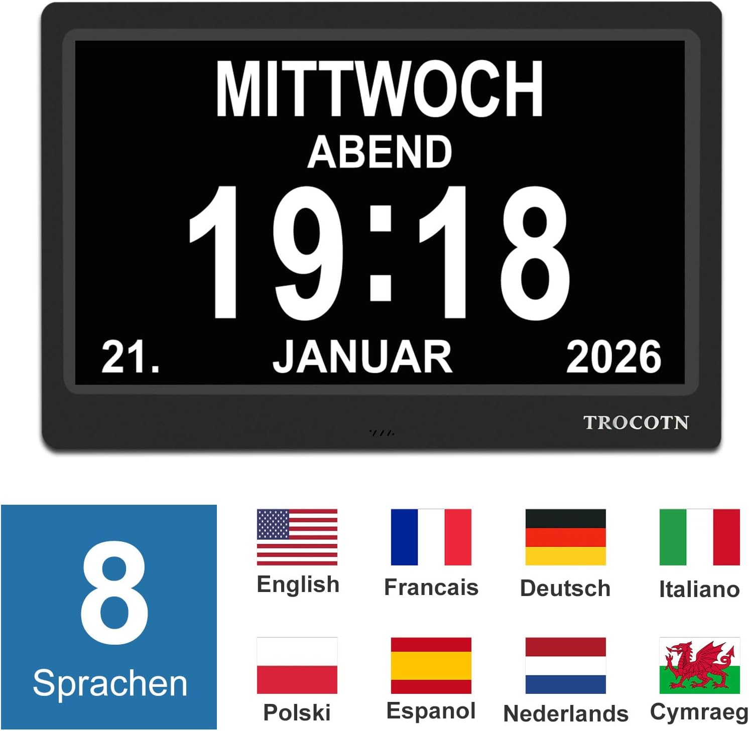 Thumbnail 6 de TROCOTN 10 Zoll Demenz Uhr mit Großdisplay