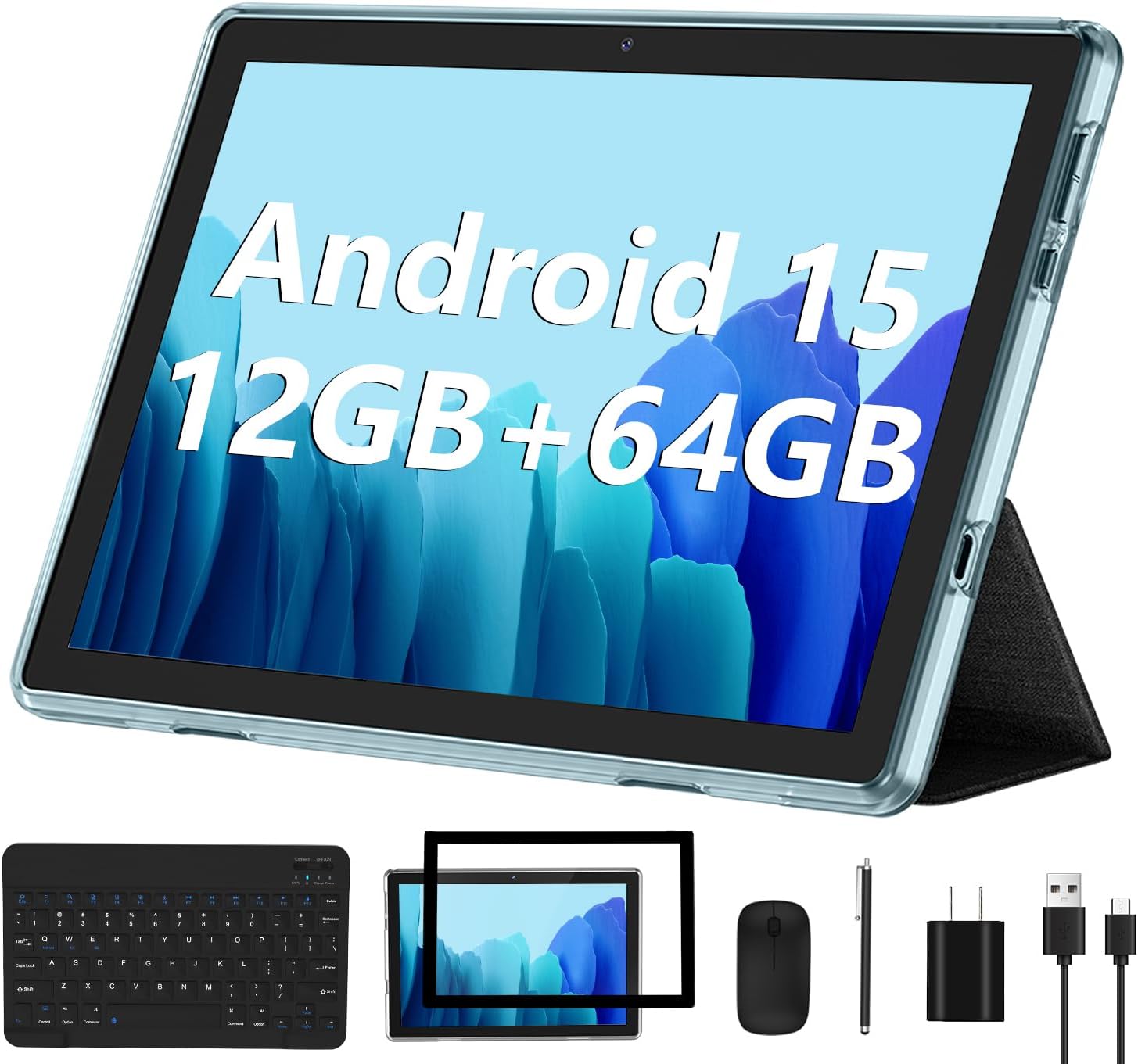 Thumbnail 6 de ECOPAD Android 15 10-Inch Tablet (2-in-1) with Keyboard & Mouse, 12GB RAM + 64GB ROM + 1TB Expand, WiFi 6/ Bluetooth, Black Set