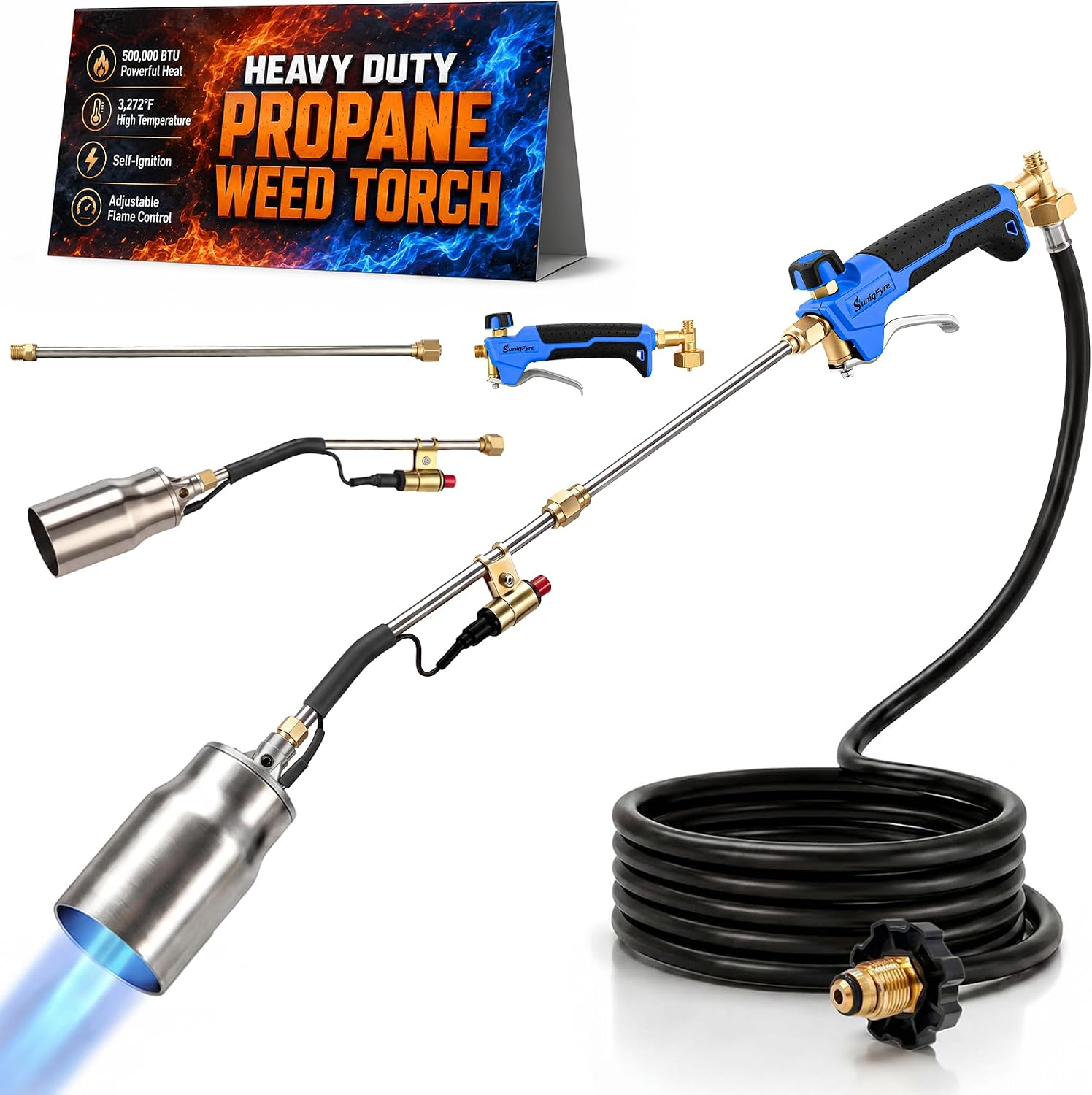 Detalle de SuniqFyre GJD460 Propane Weed Torch, 500,000 BTU, 38.19-Inch Shaft