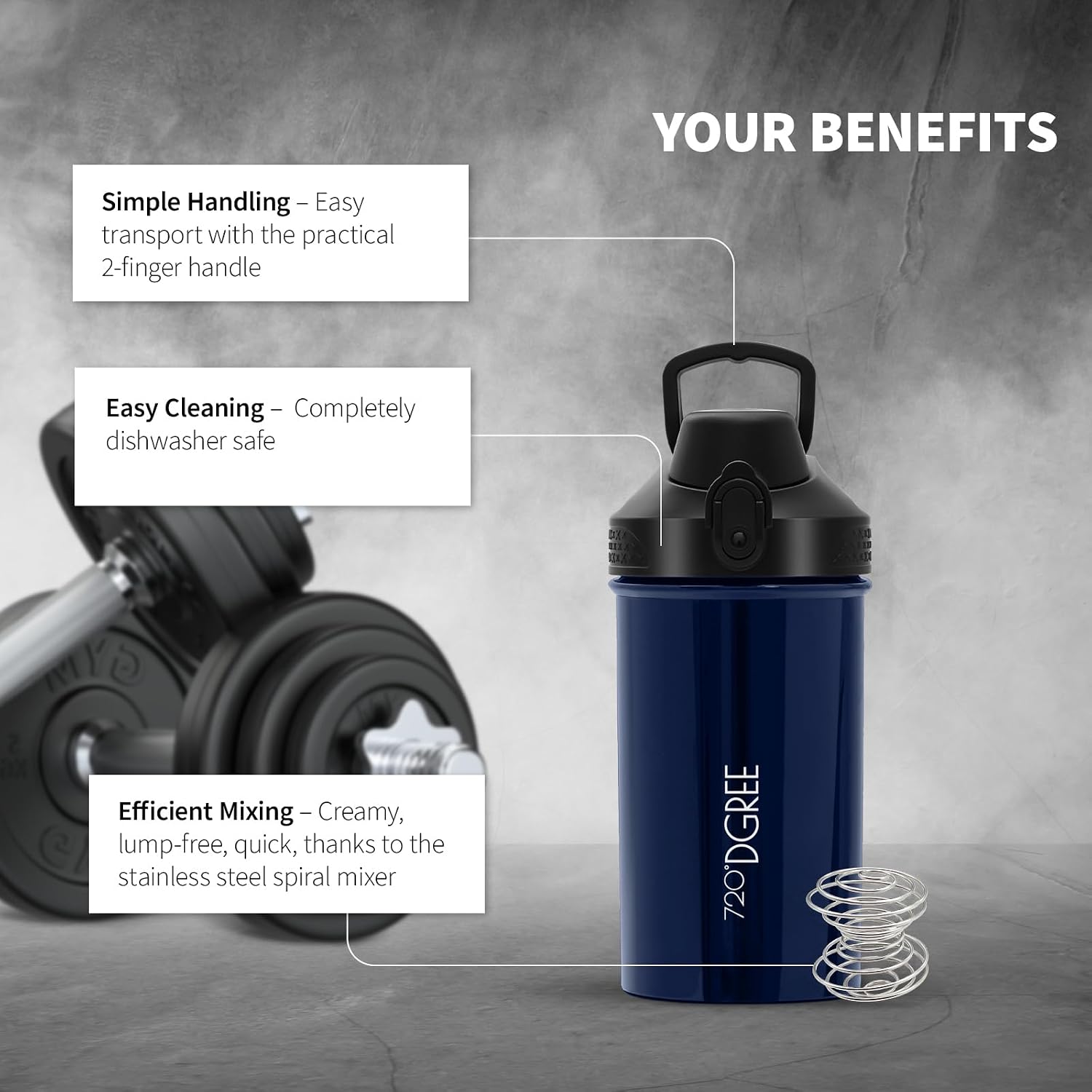 Detalle de 720°DGREE uberShaker 550 ml shaker protéiné 🥤