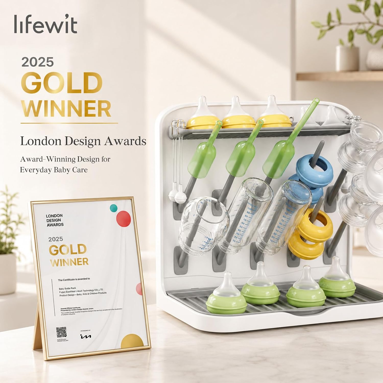 Detalle 1 de Lifewit Baby Bottle Drying Rack with 10 Pegs