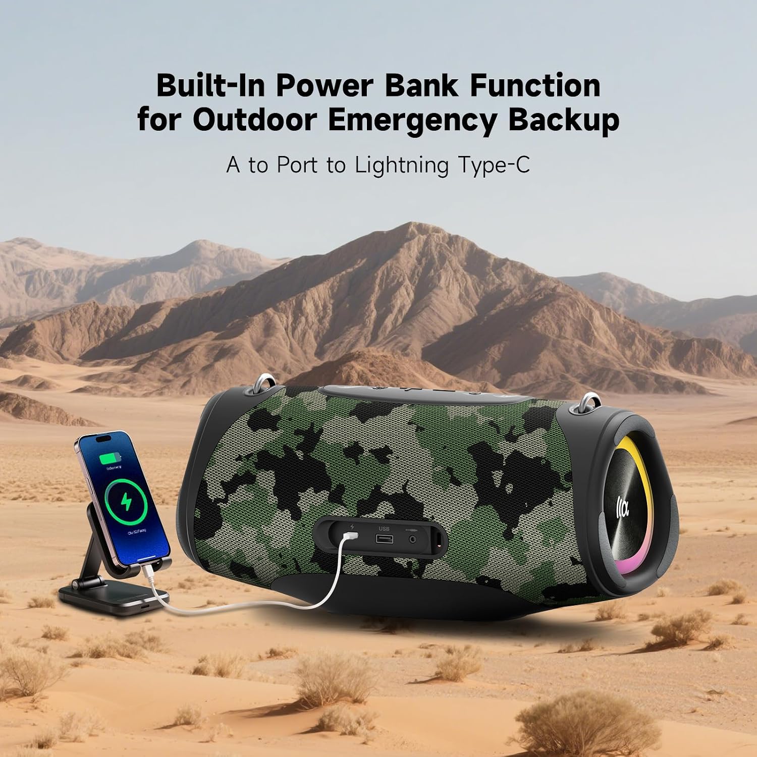 Detalle 2 de TAZATA CAMO-80W RMS Portable Speaker 80W 📢