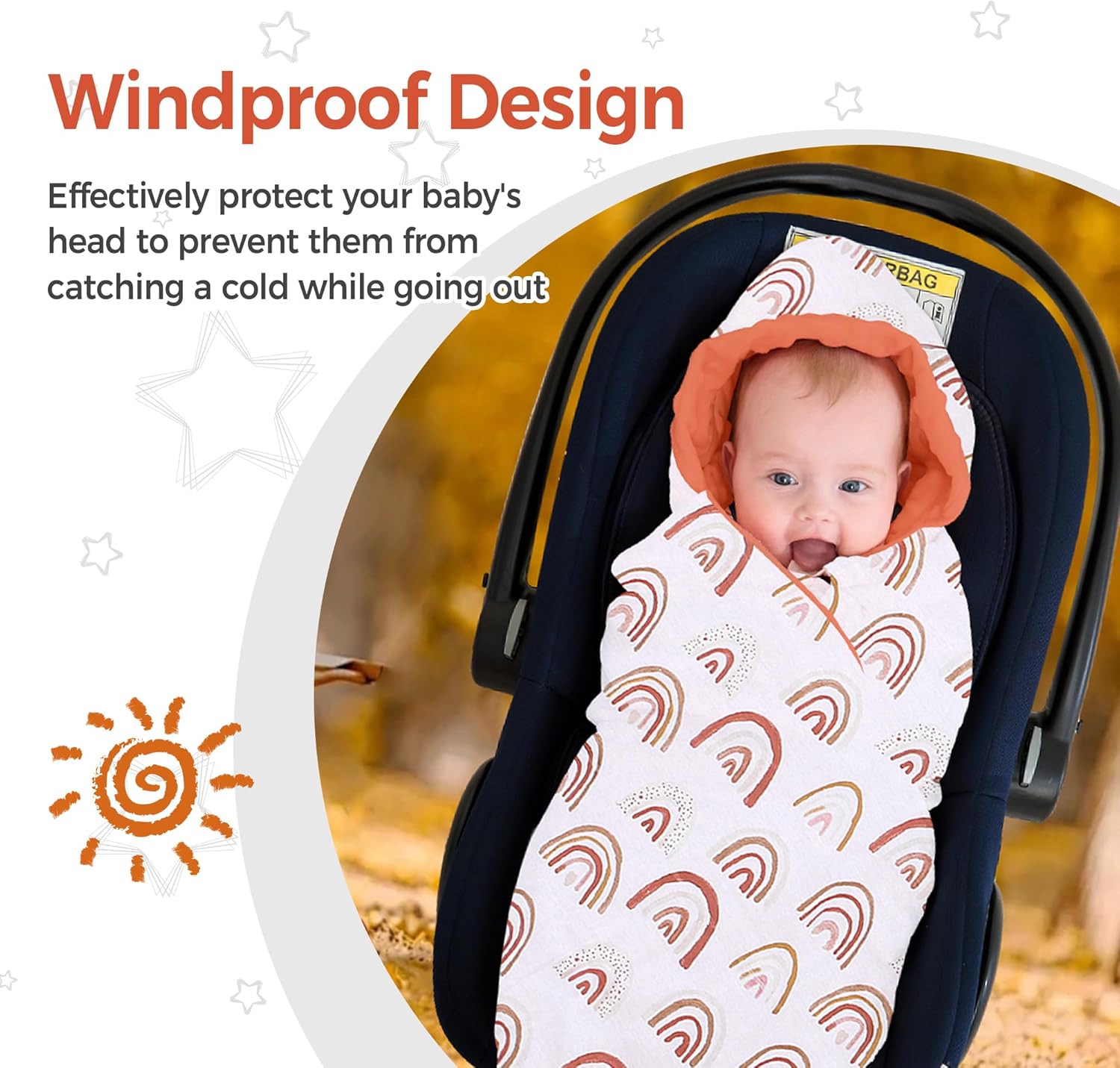 Thumbnail 6 de Miracle Baby Einschlagdecke 90x90 cm – Baumwolle, universell, für Babyschale und Kinderwagen