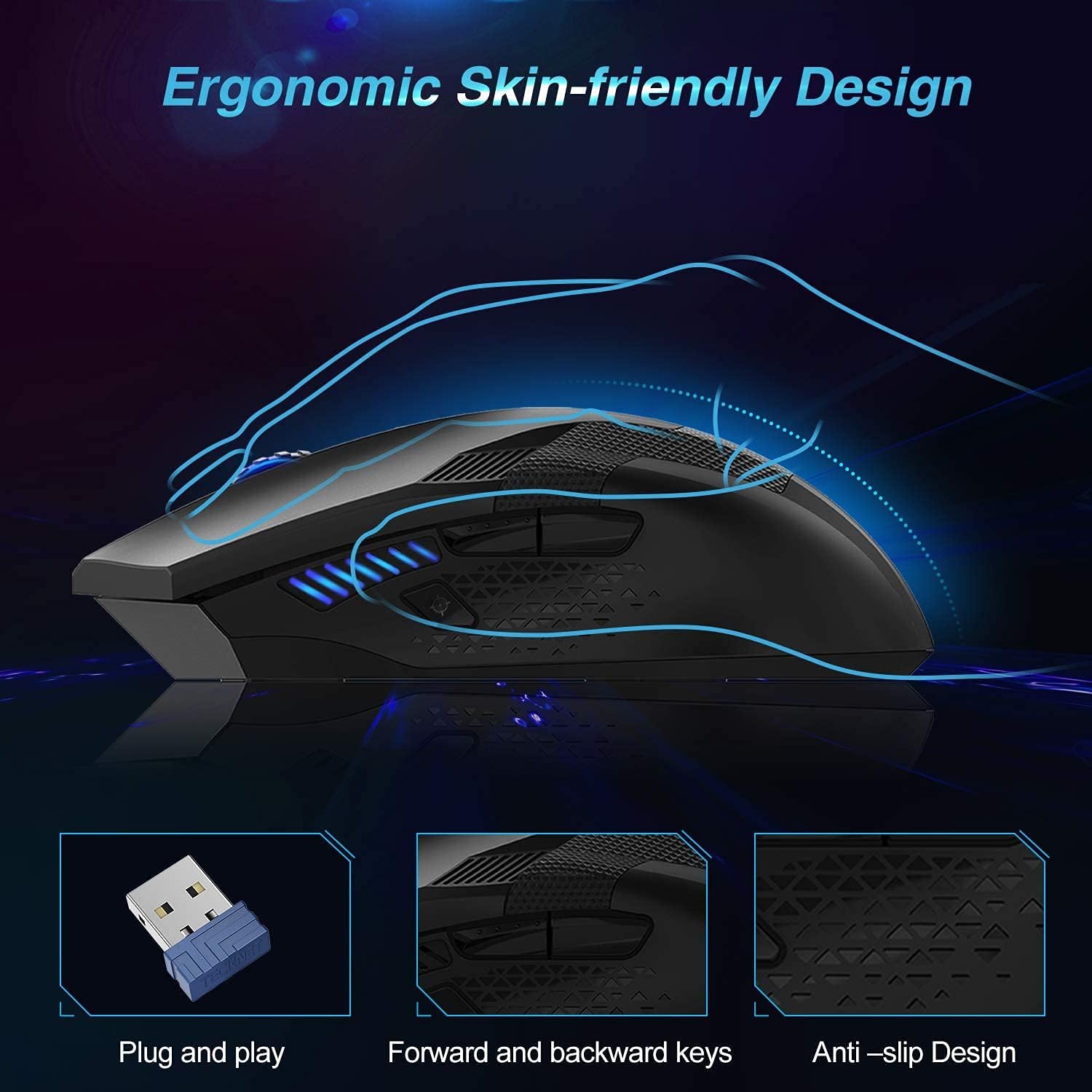 Thumbnail 3 de TECKNET Wireless Gaming Mouse 4800 DPI, 8 buttons