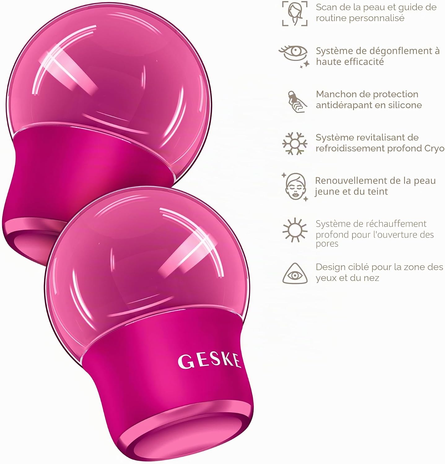 Detalle de GESKE Cool & Warm Face & Body Massager – 7 en 1, sans batterie, refroidissant et réchauffant pour visage et corps