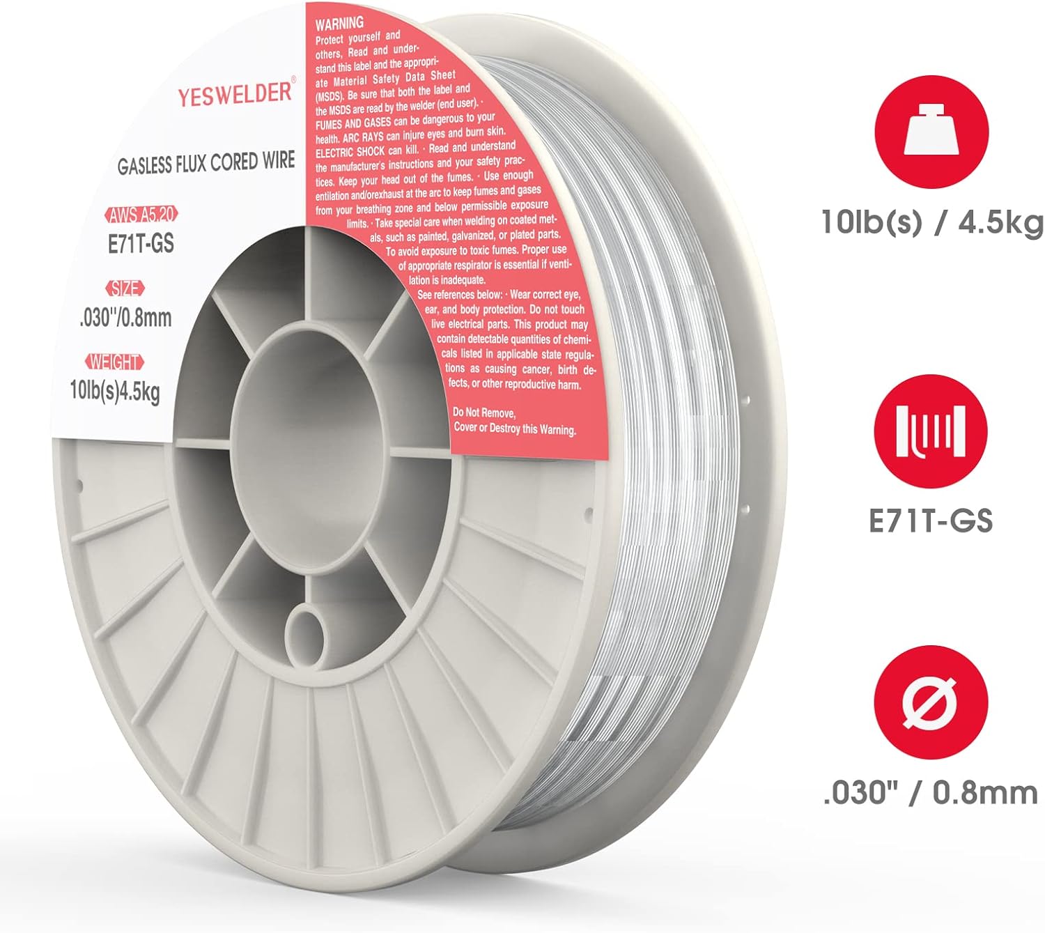 Thumbnail 1 de YESWELDER Filo Animato MIG no gas E71T-GS 0,8 mm – Bobina da 4,5 kg