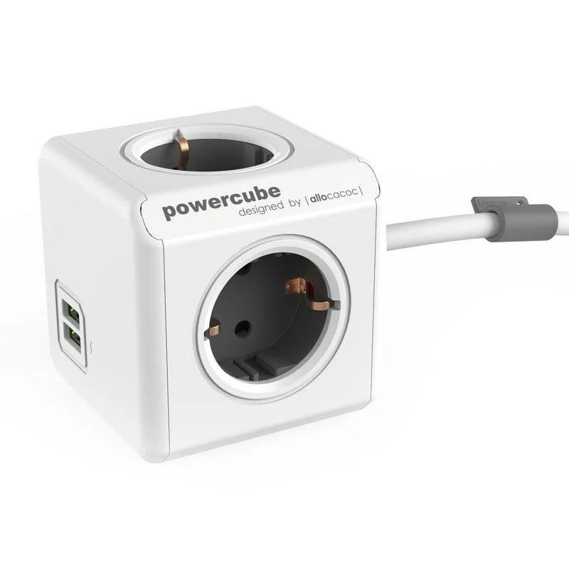 PowerCube Extended 4 tomas + 2 USB 1,5 m Gris 🔌