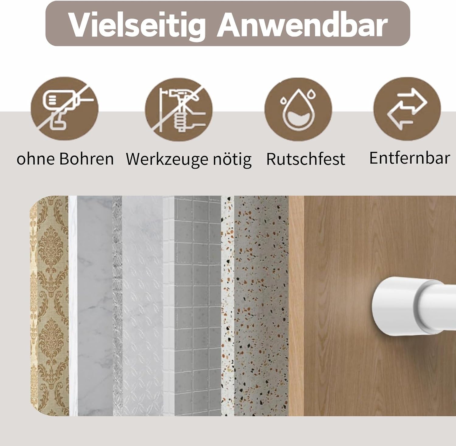 Detalle de GDEVKHN NO3-SSG-3 uitschuifbare gordijnroedes, zwart, 45–60 cm, 13 mm