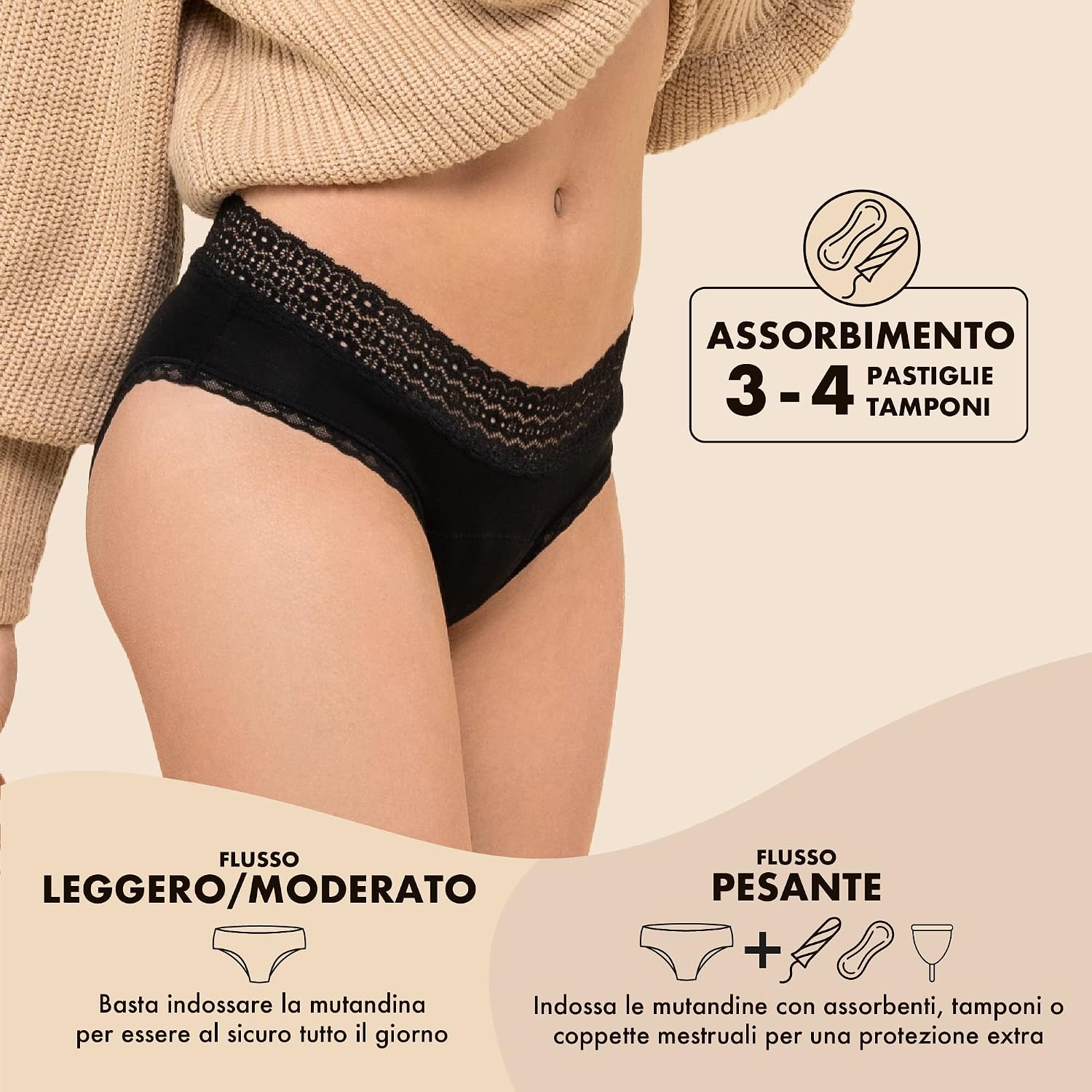 Thumbnail 2 de ZENAPHYR Set 3 Mutande Ciclo Mestruale Lavabili 🍑