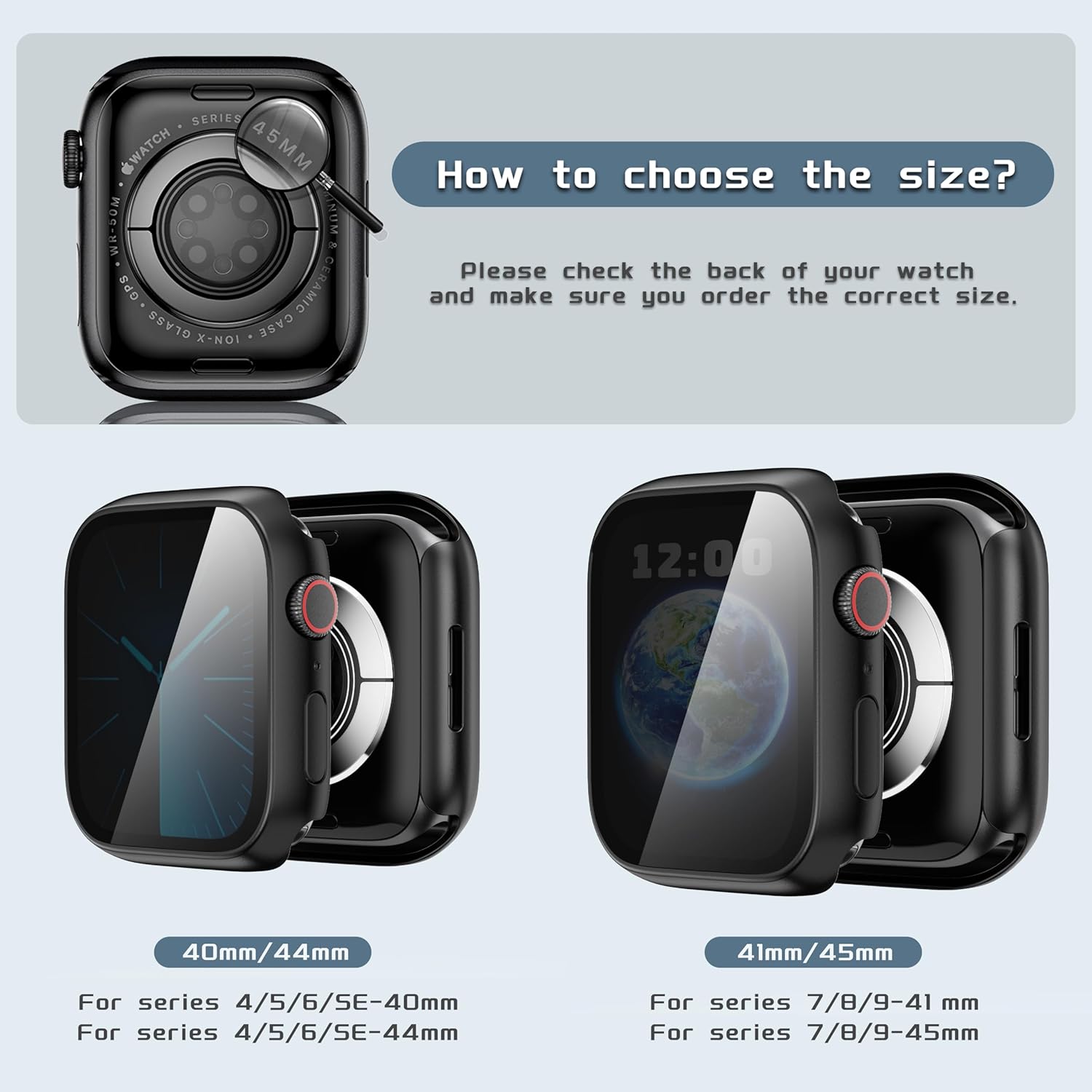 Thumbnail 1 de Zumyzu Waterproof Privacy Case for Apple Watch 42mm (Black) with Anti-Peep Screen Protector