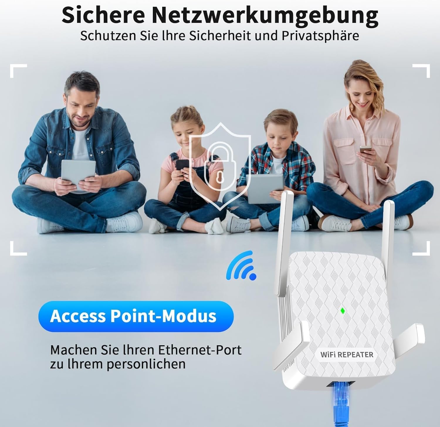 Thumbnail 4 de WLAN Verstärker 1200 Mbit/s – Dualband-Repeater mit 5 GHz & 2,4 GHz, 200 m² Abdeckung