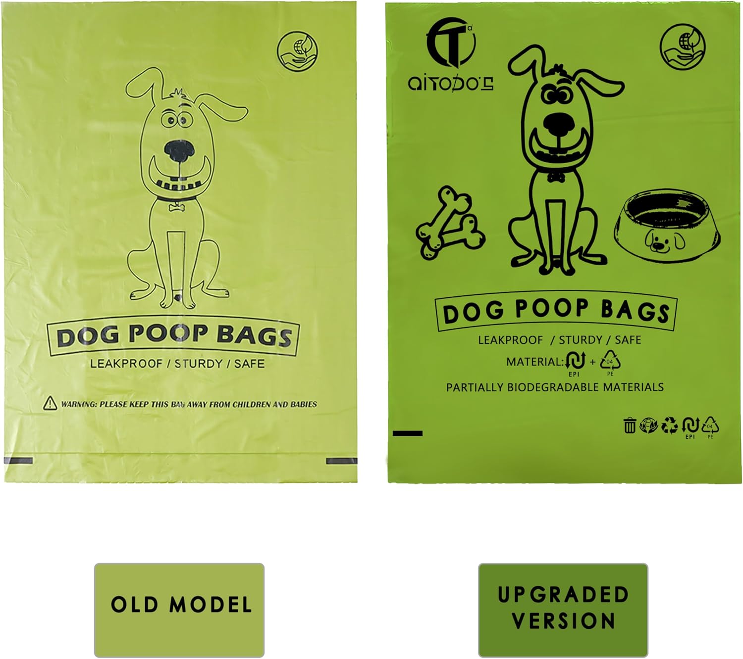 Detalle 2 de AiTodos® 300 Biodégradables Sacs à Caca 31 x 23 cm – 20 rouleaux (15 sacs chacun) en EPI/PE
