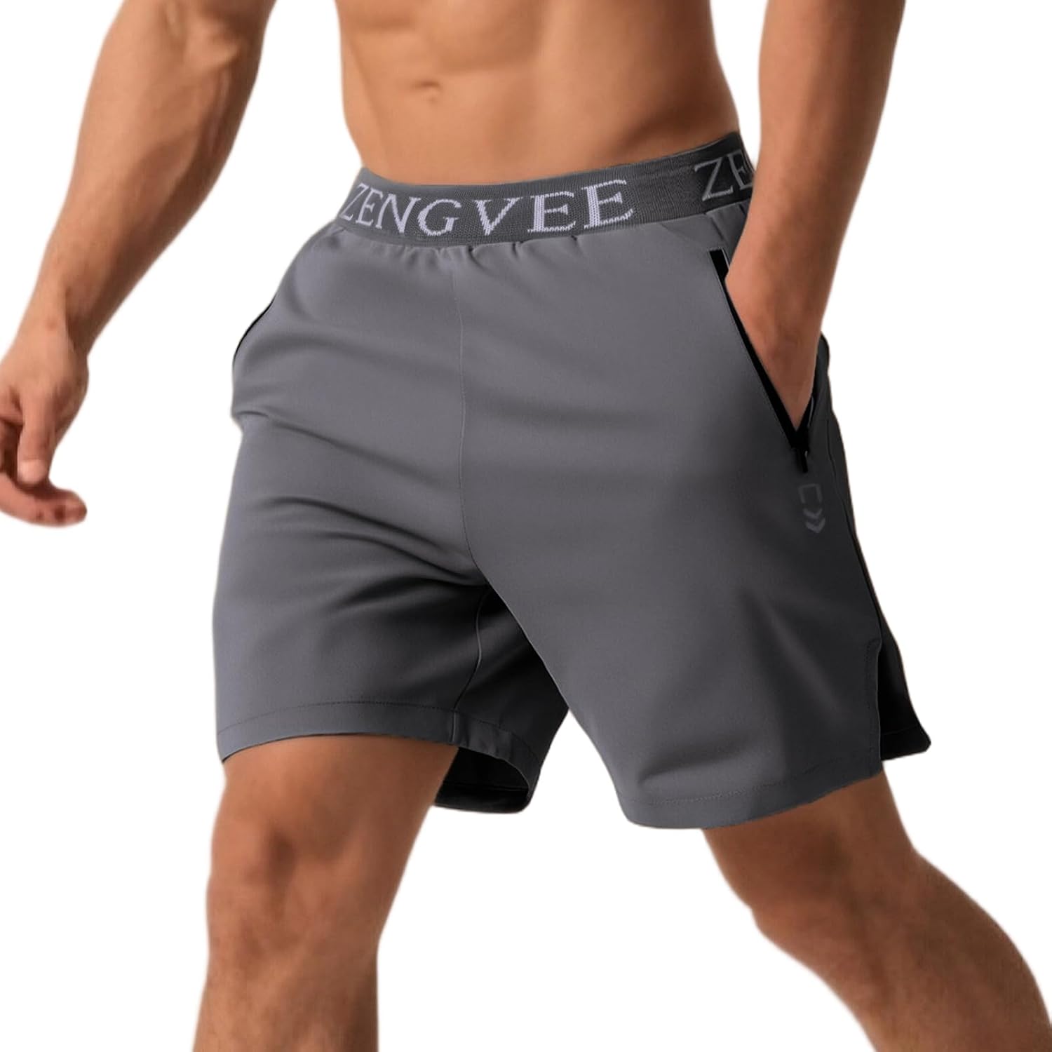 Thumbnail 6 de Men’s Gym Running Shorts Athletic 1/3 Pack with Zip Pockets & Quick-Dry Fabric