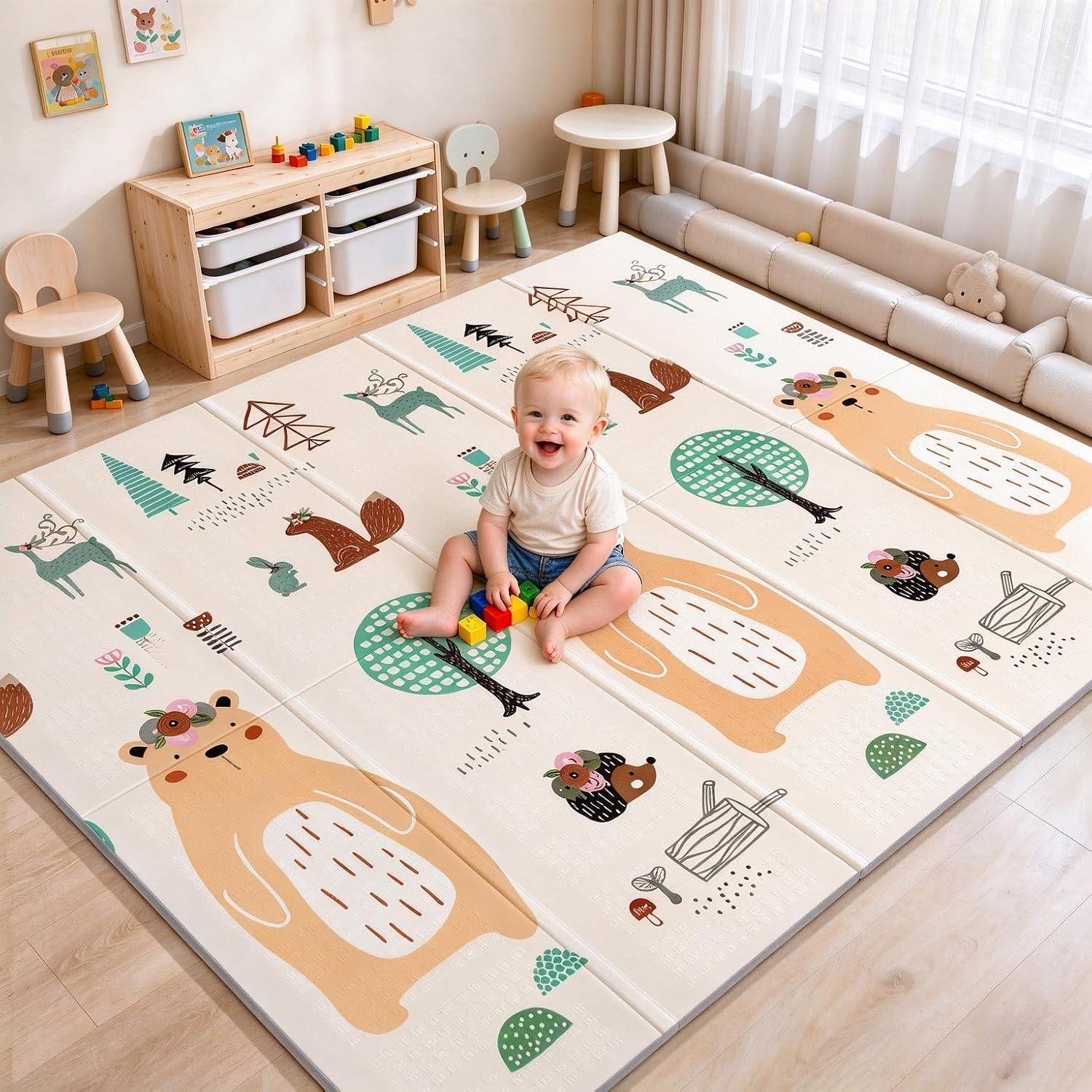 Detalle de UANLAUO Foldable Baby Play Mat, 79 x 71 Inches
