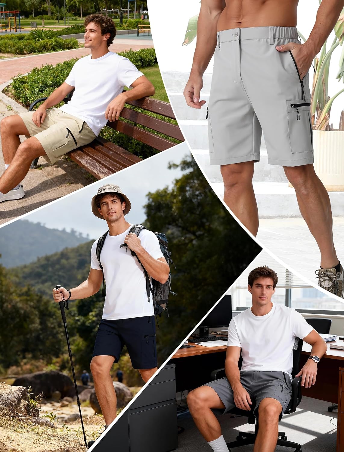 Thumbnail 6 de APTRO Men's Cargo Shorts, 9" Inseam, Lightweight Quick-Dry, Zipper Pockets