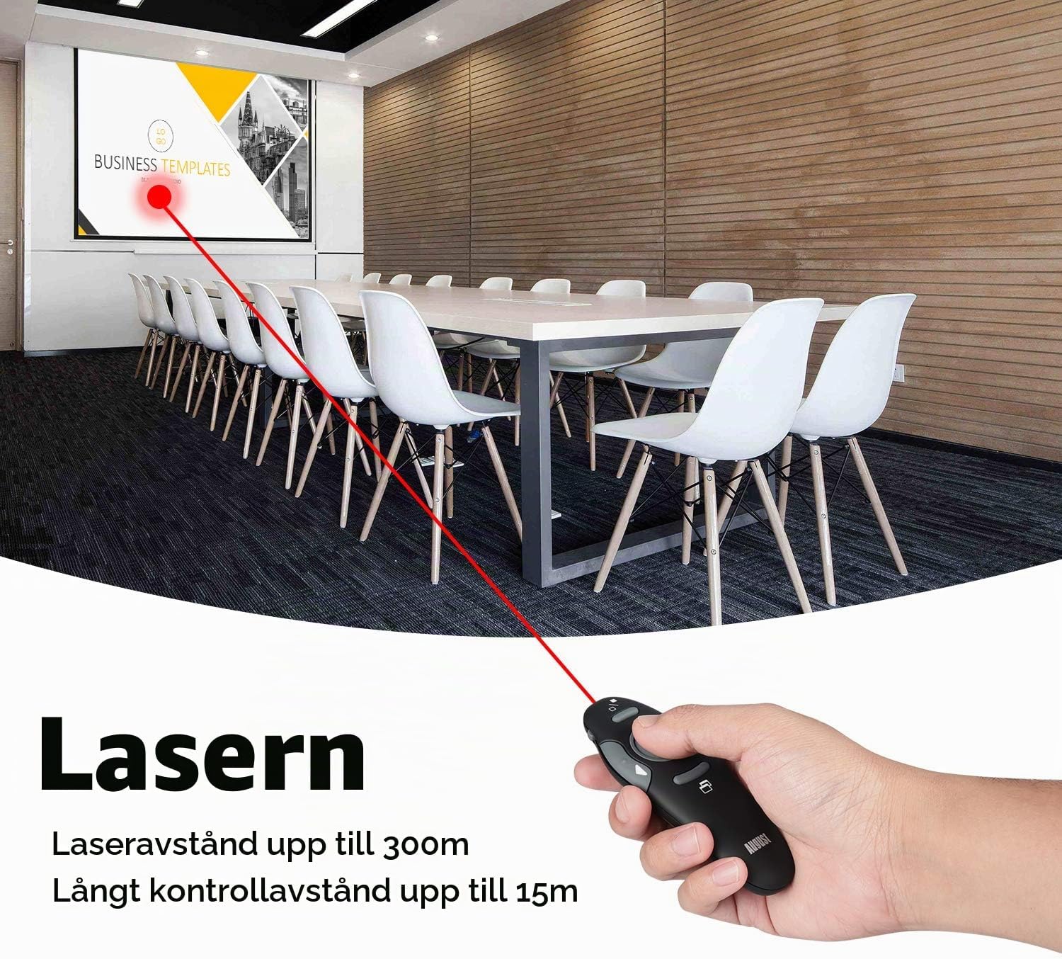 Thumbnail 3 de August LP205R presentationsklicker med röd laser och trådlös USB-mottagare